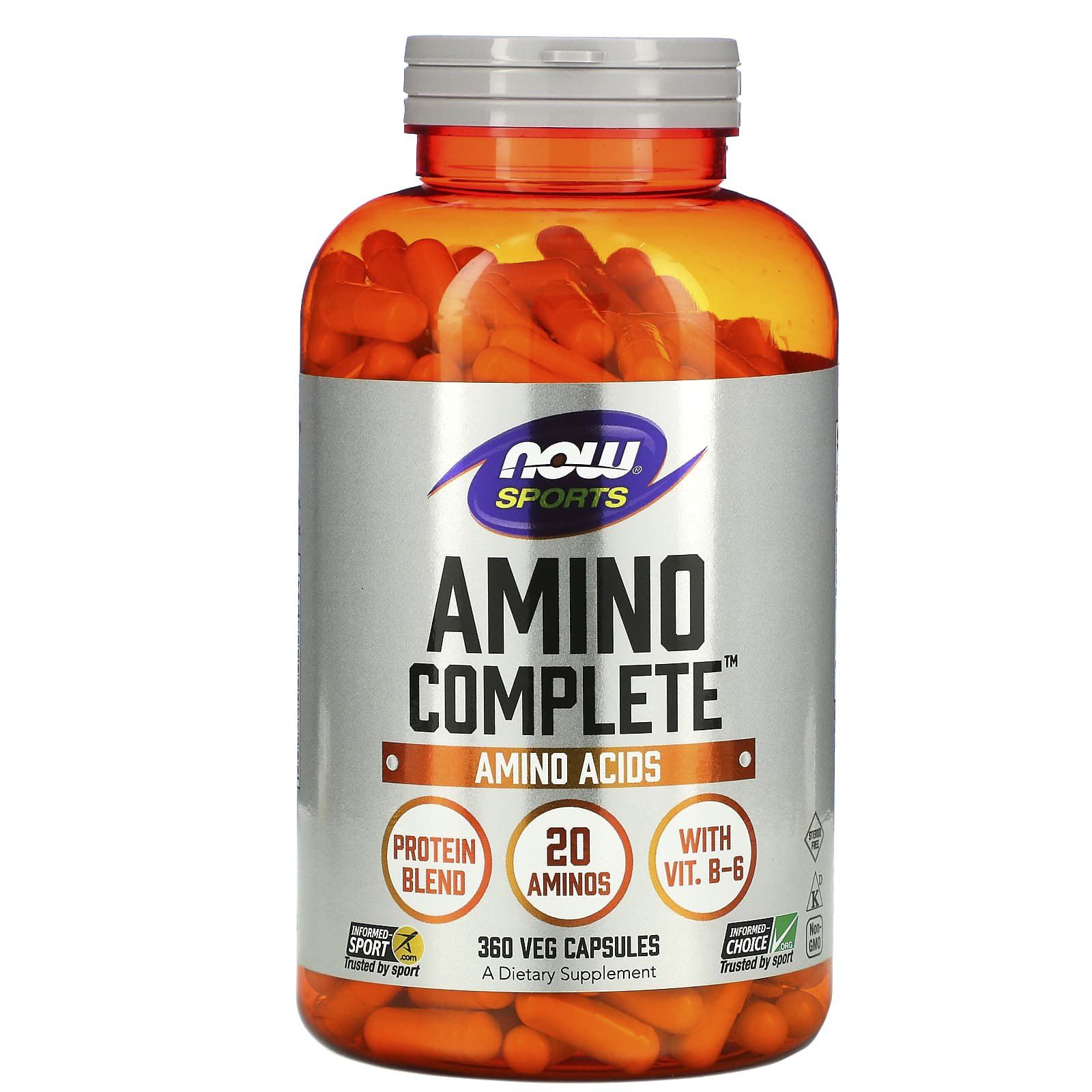 Аміно комплекс Now Foods Amino Complete Sports, 360 вегетаріанських капсул (NOW-00013)