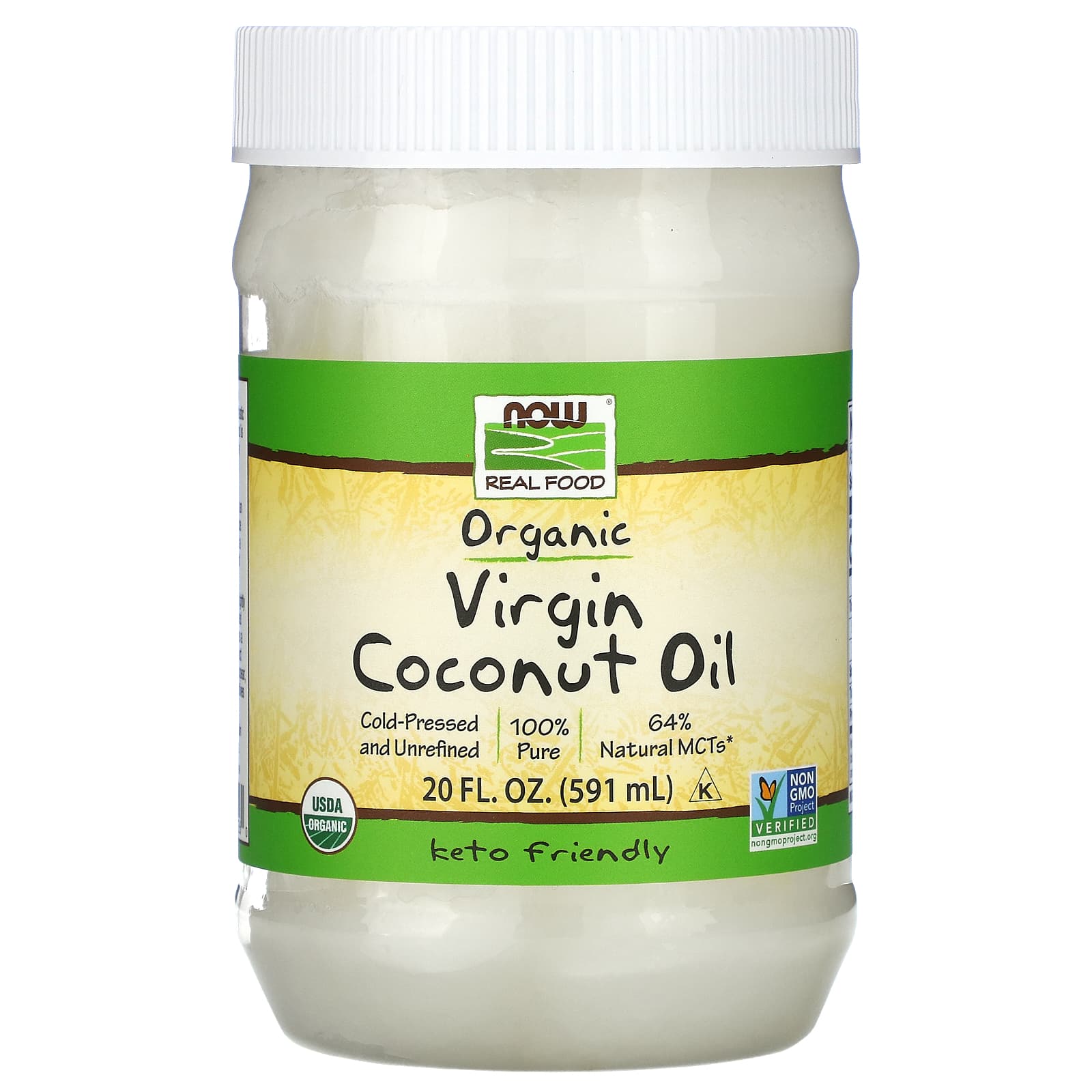 Кокосова олія Now Foods Coconut Oil Now Real Food першого віджиму органічна, 591 мл (NOW-01726)