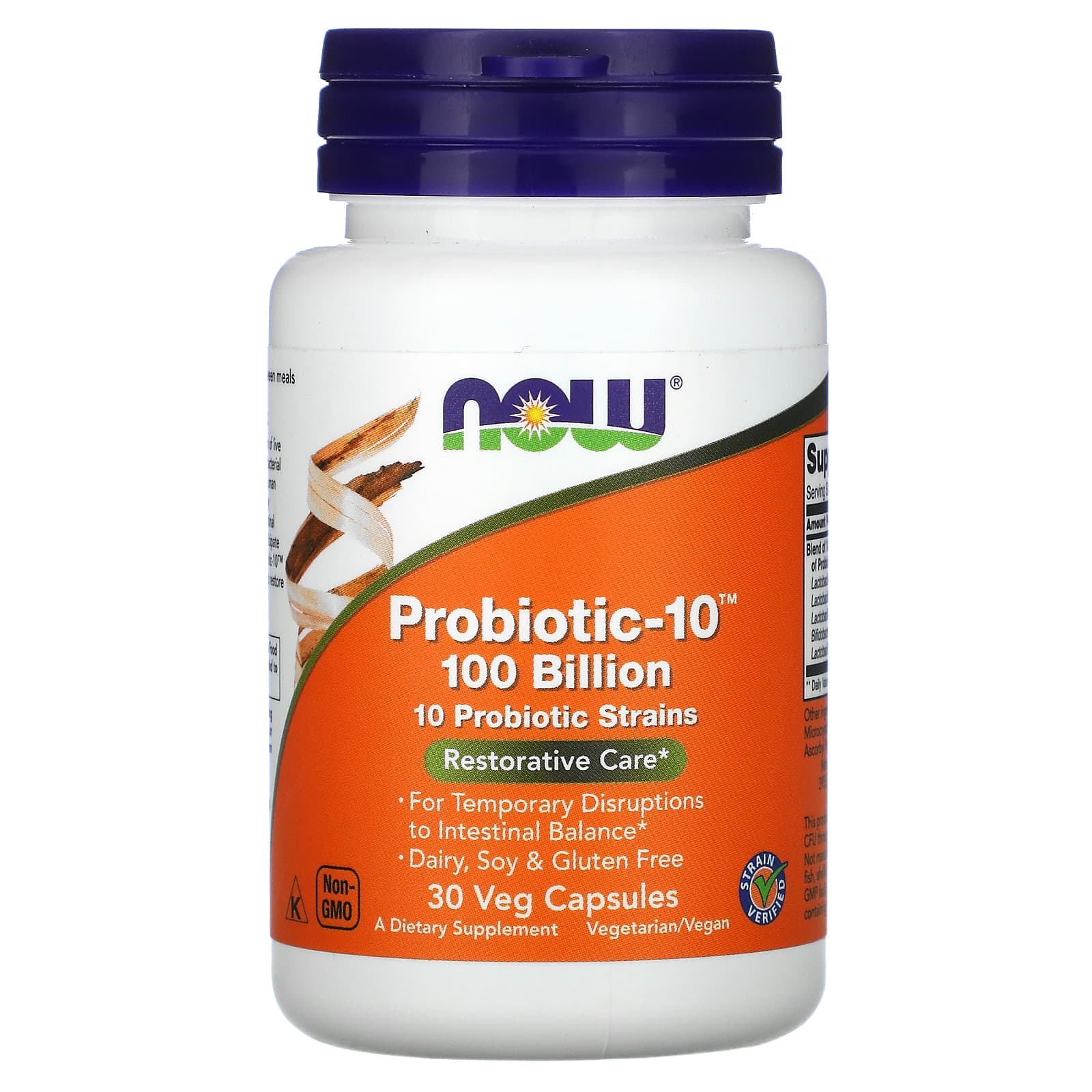 Пробіотики-10 Now Foods Probiotic-10 100 млрд, 30 рослинних капсул (NOW-02931)
