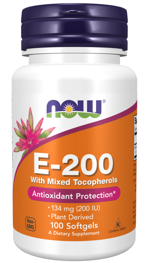 Вітамін Е Now Foods зі змішаними токоферолами E-200 134 мг (200 МО), 100 гелевих капсул (NOW-00880)