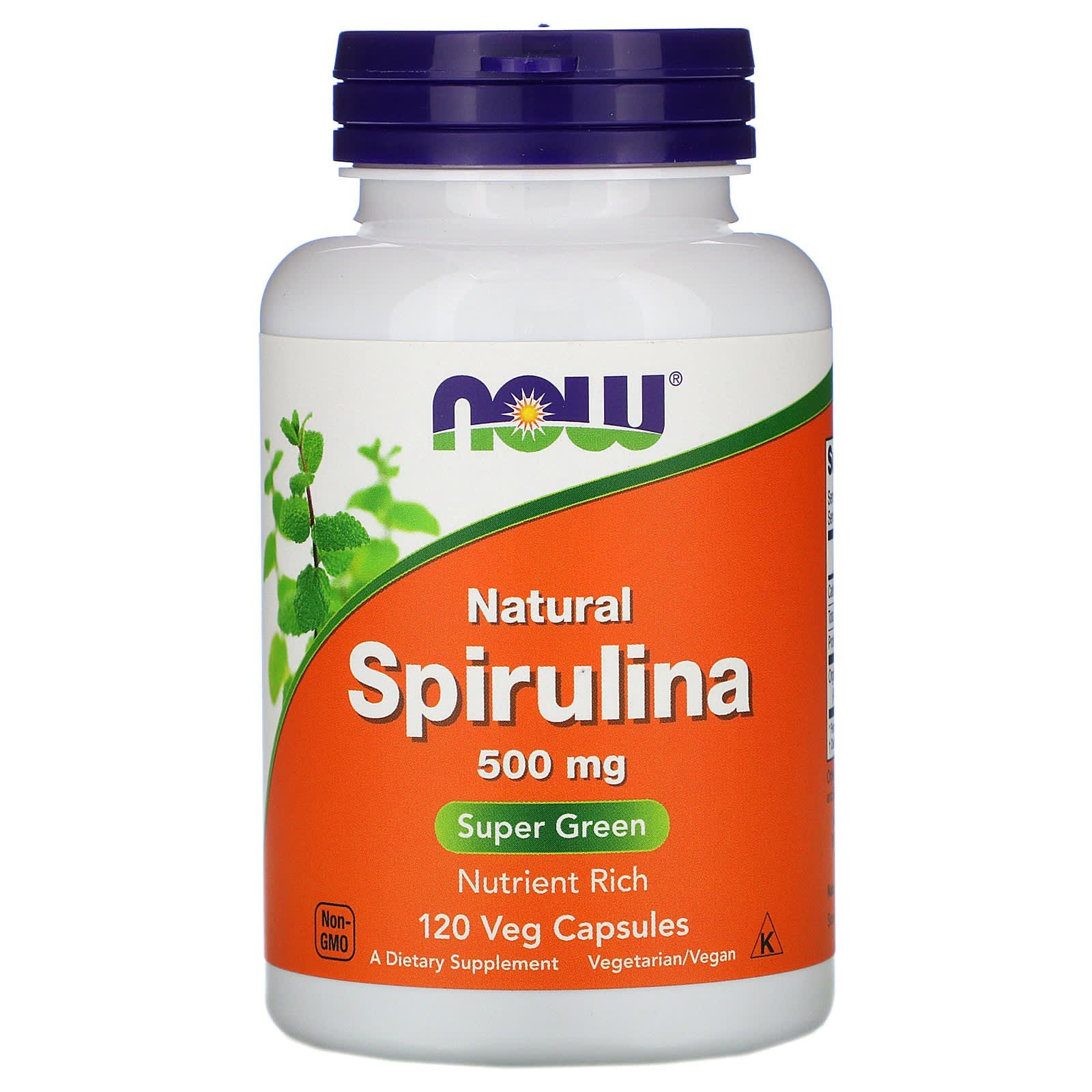 Спіруліна натуральна Now Foods Spirulina 500 мг, 120 вегетаріанських капсул (NOW-02702)