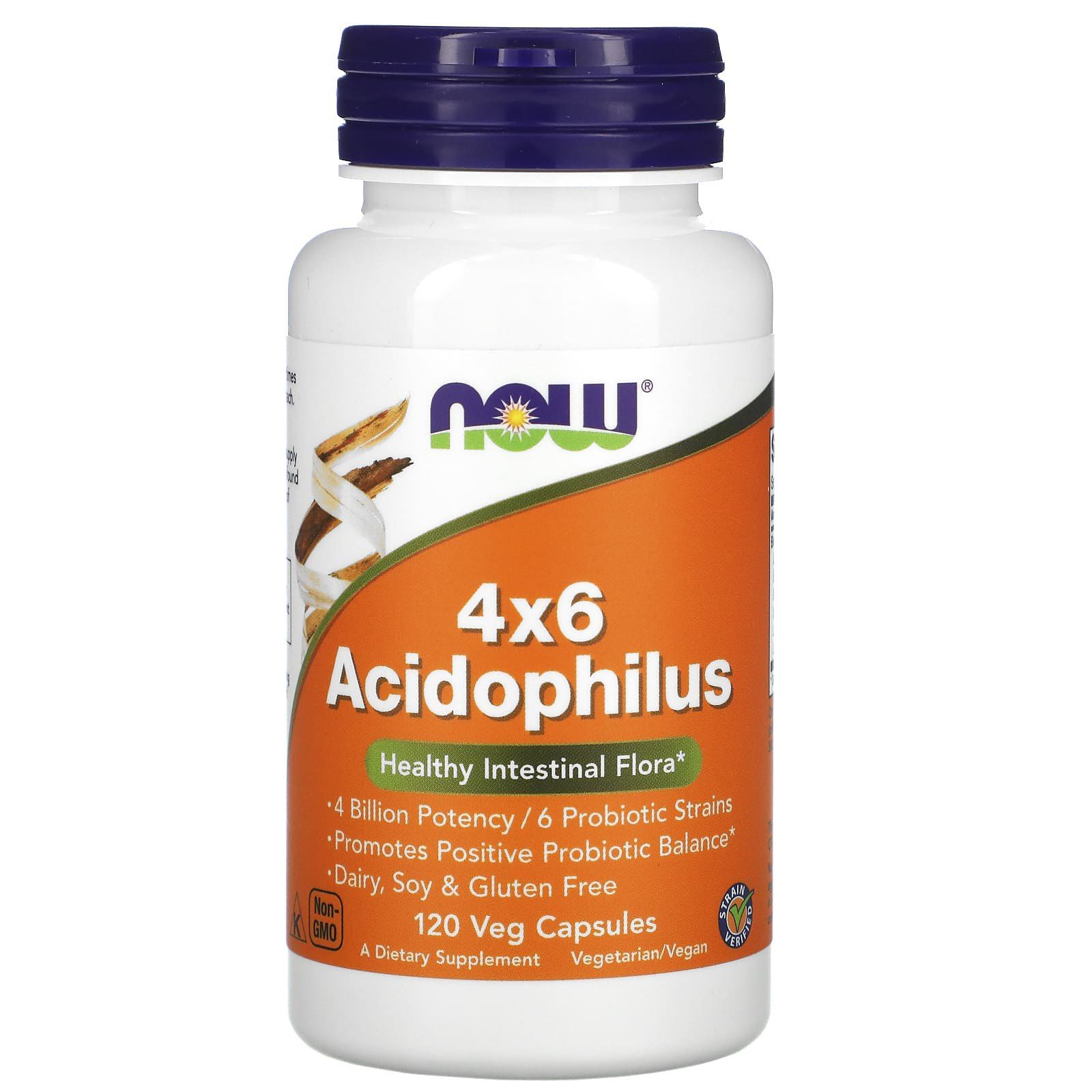 Пробіотики Now Foods 4x6 Acidophilus, 120 рослинних капсул (NOW-02922)