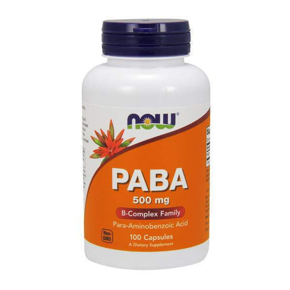 ПАБК Now Foods (пара-амінобензойна кислота)PABA (Вітамін В10) 500 мг, 100 капсул (NOW-00485)