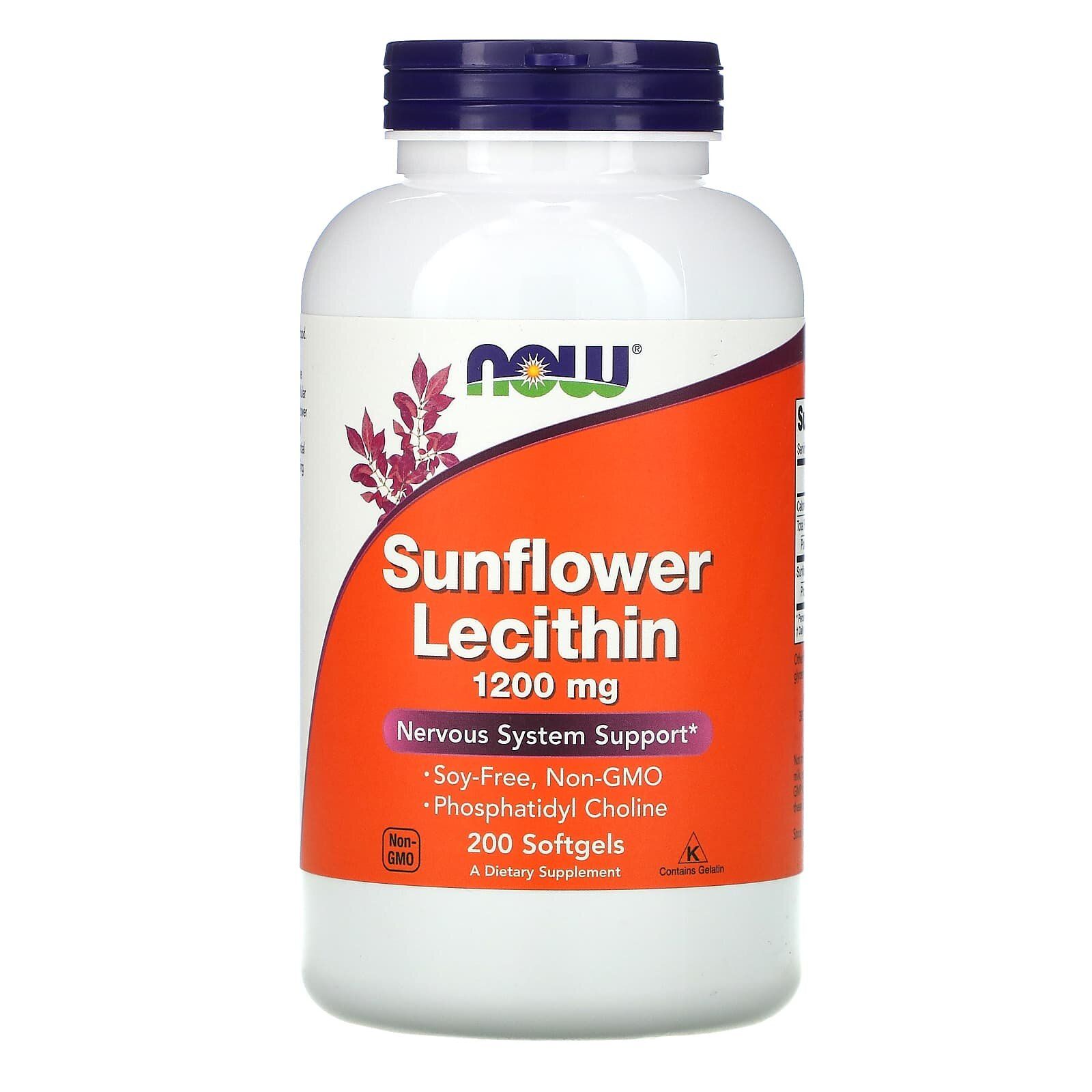 Соняшниковий лецитин Now Foods Sunflower Lecithin 1200 мг, 200 гелевих капсул (NOW-02313)