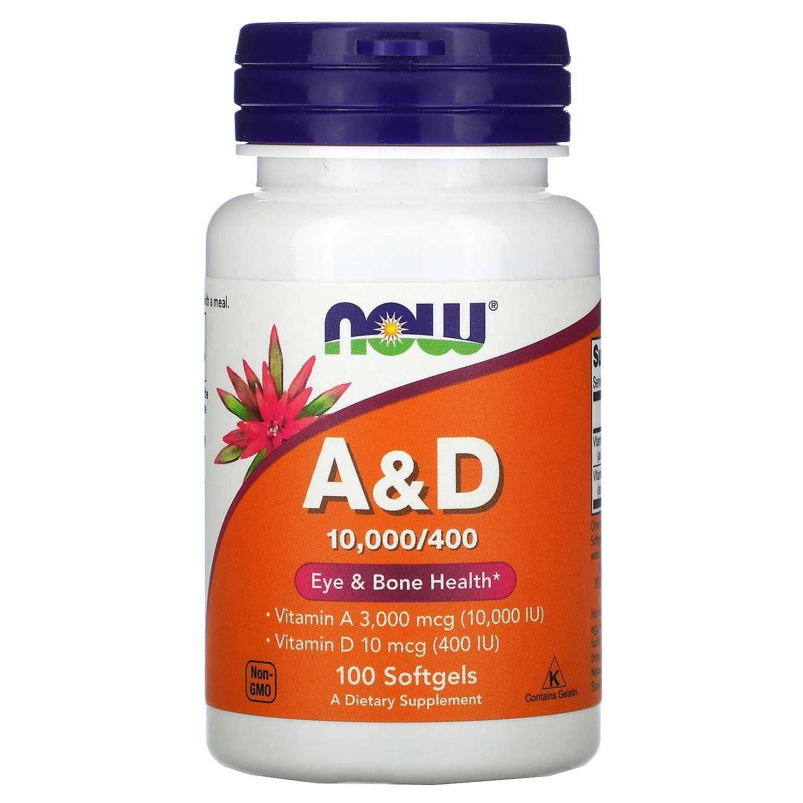 Вітаміни А та Д Now Foods Vitamins A&D, 100 гелевих капсул (NOW-00350)