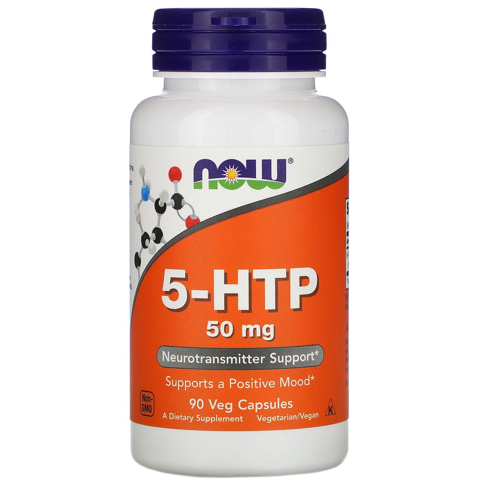 5-HTP Now Foods 5-гідрокситриптофан 5-HTP 50 мг, 90 вегетаріанських капсул (NOW-00099)