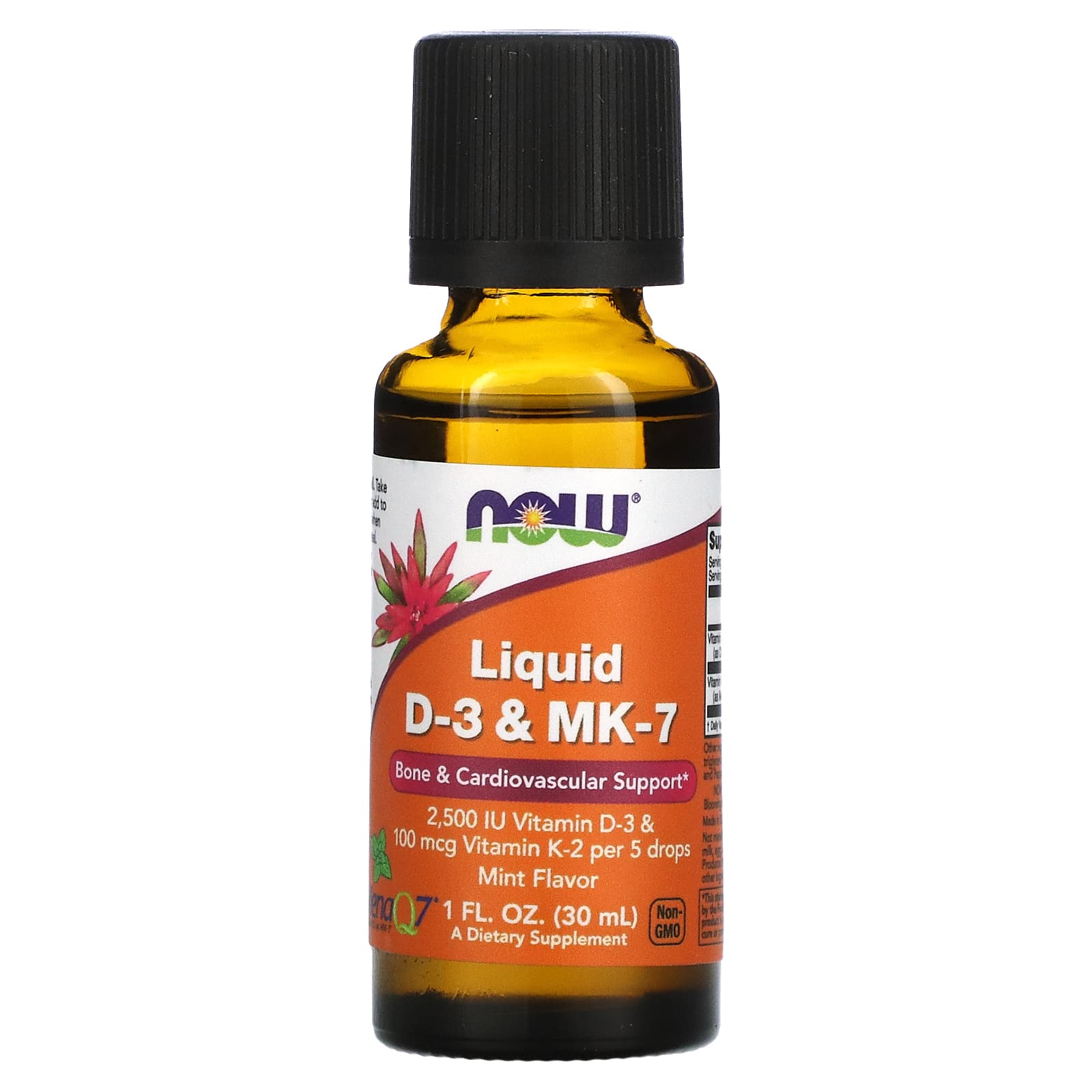 Вітамін Д3 та МК-7 Now Foods Liquid D-3 & MK-7 рідина, 30 мл (NOW-00379)