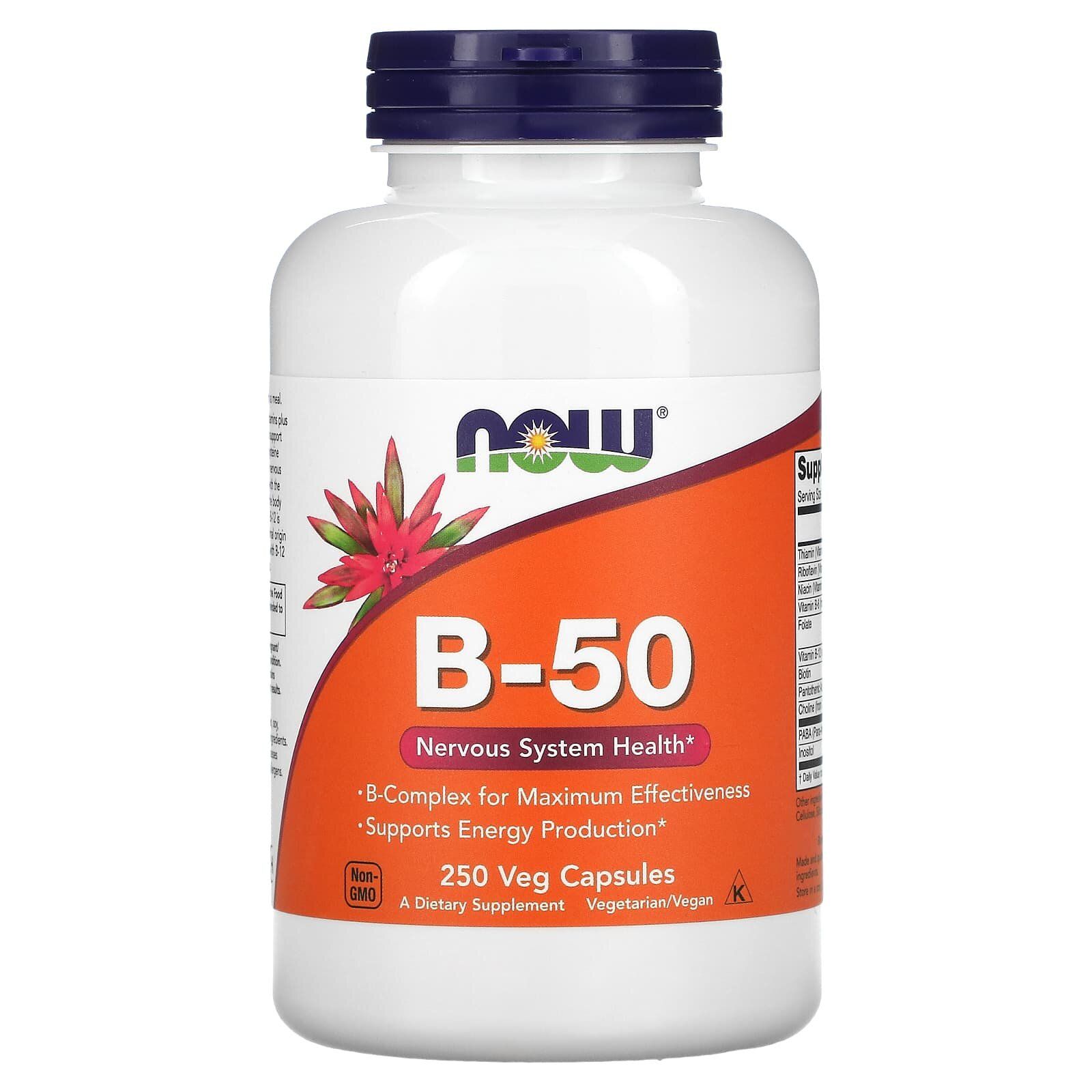 Вітаміни групи В-50 Now Foods B-50 комплекс, 250 вегетаріанських капсул (NOW-00422)