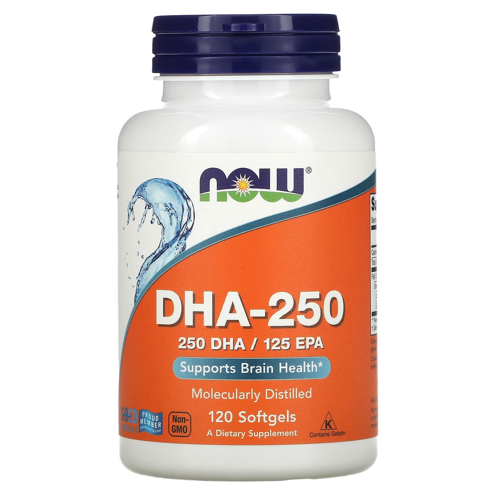 Докозагексаєнова кислота Now Foods (ДГК) DHA-250, 120 гелевих капсул (NOW-01610)