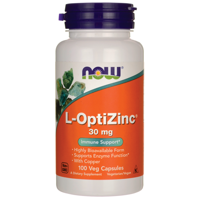 ОптіЦинк Now Foods L-OptiZinc 30 мг, 100 вегетаріанських капсул (NOW-01510)