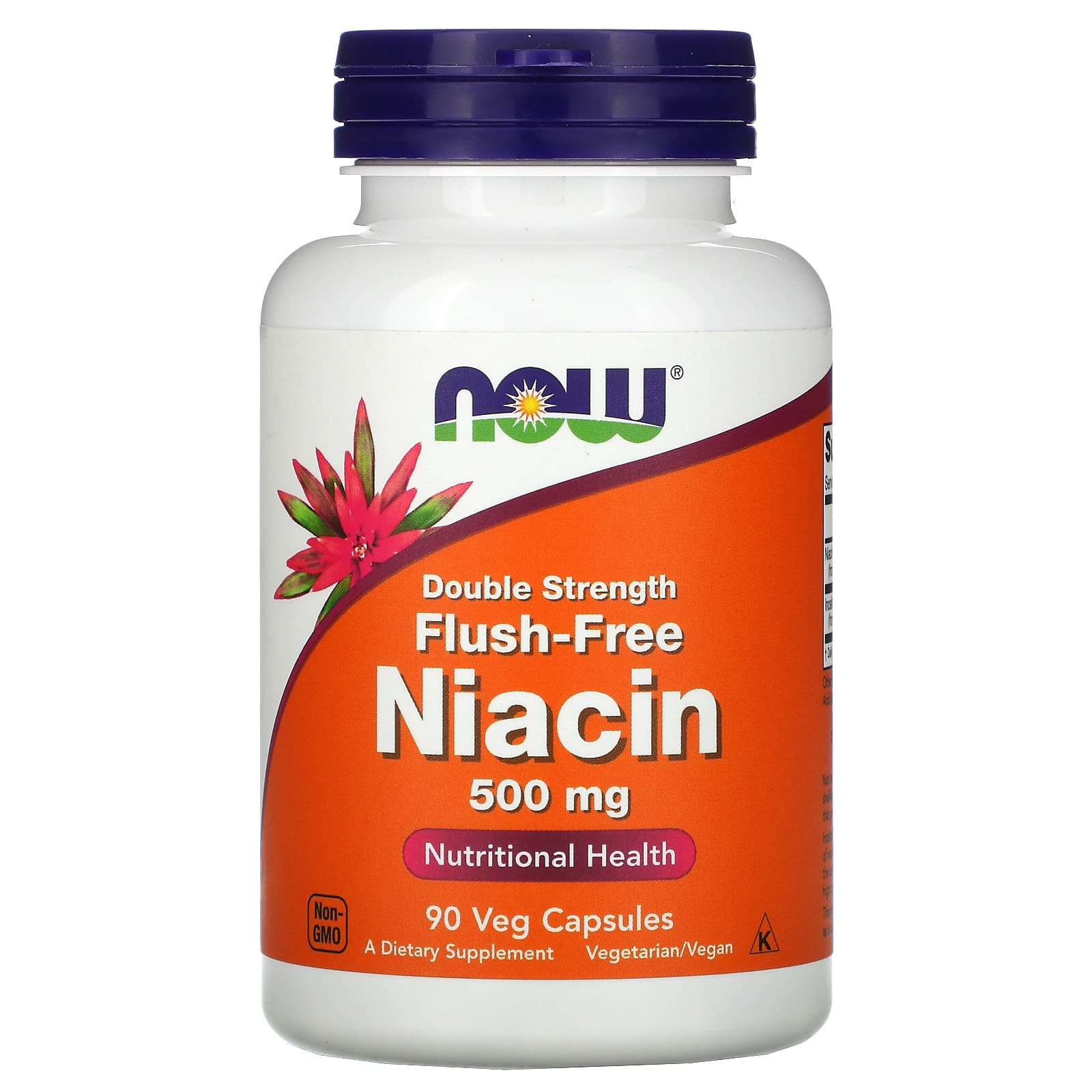 Ніацин Now Foods (Вітамін В3) Flush-Free Niacin без почервоніння 500 мг, 90 вегетаріанських капсул (NOW-00498)