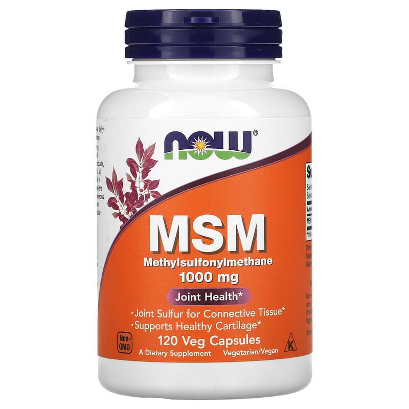 Метилсульфонілметан Now Foods MSM Methylsulfonylmethane 1000 мг, 120 вегетаріанських капсул (NOW-02120)
