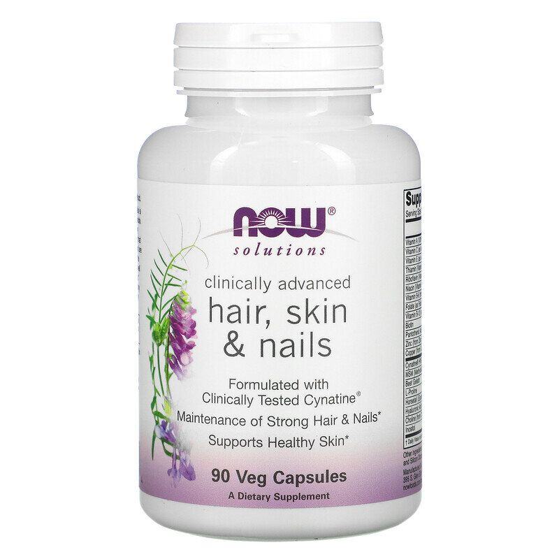 Вітаміни для волосся Now Foods нігтів та шкіри Hair, Skin & Nails Solutions Clinically Advanced, 90 вегетаріанських капсул (NOW-03373)