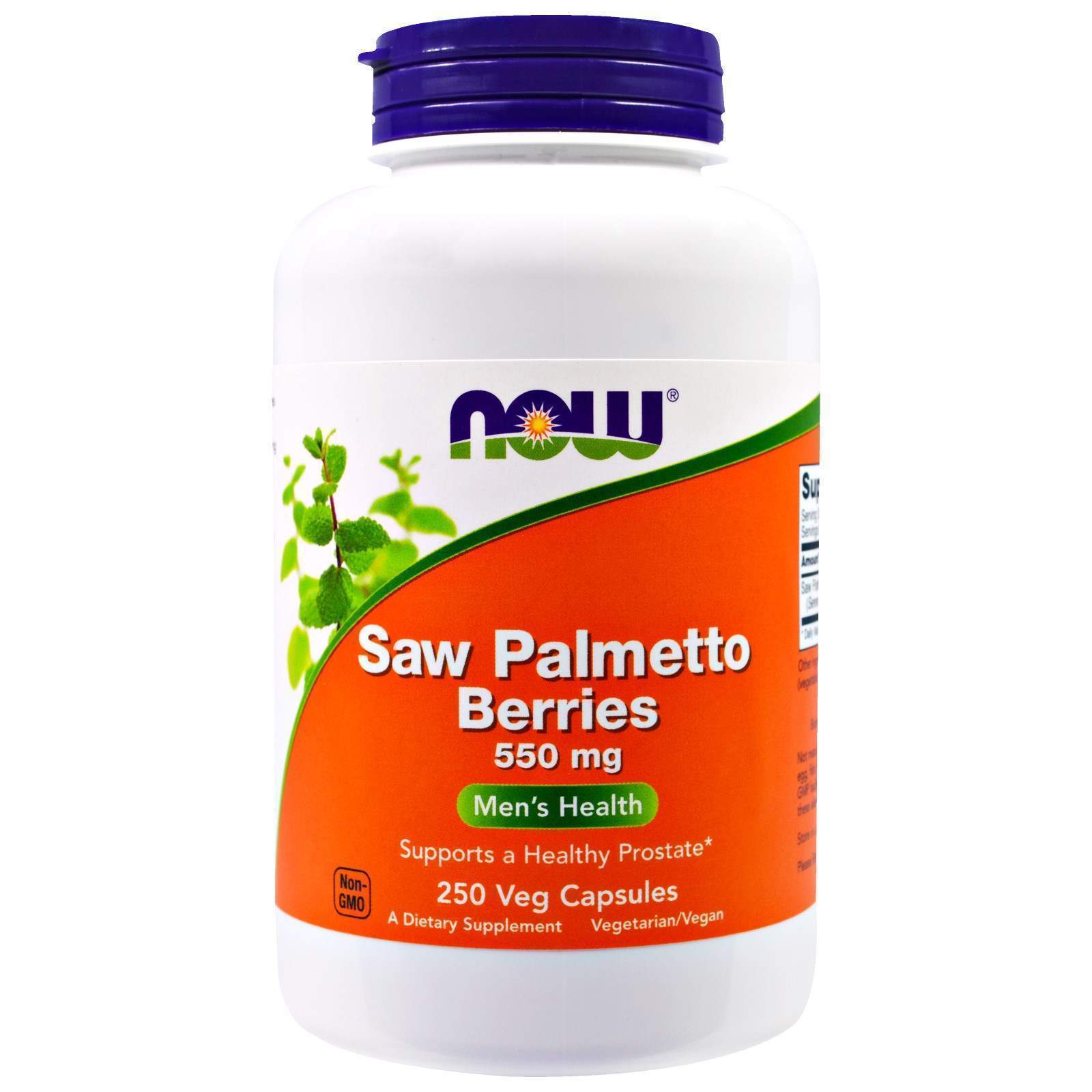Со Пальметто Now Foods Saw Palmetto ягоди 550 мг, 250 вегетаріанських капсул (NOW-04748)