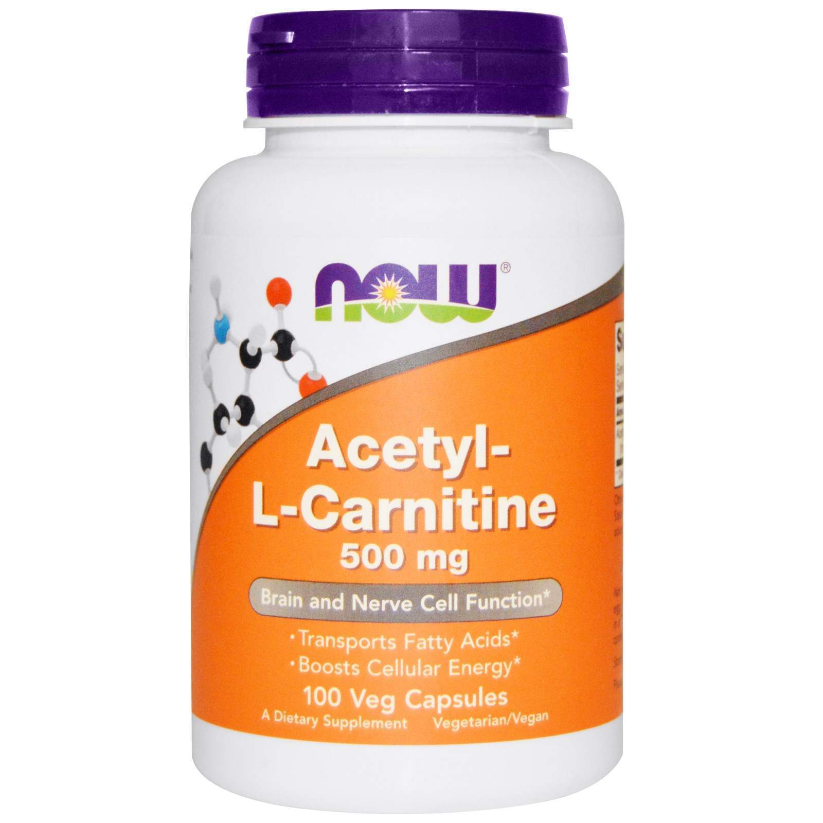 Ацетил карнітин Now Foods Acetyl-L Carnitine 500 мг, 100 вегетаріанських капсул (NOW-00076)