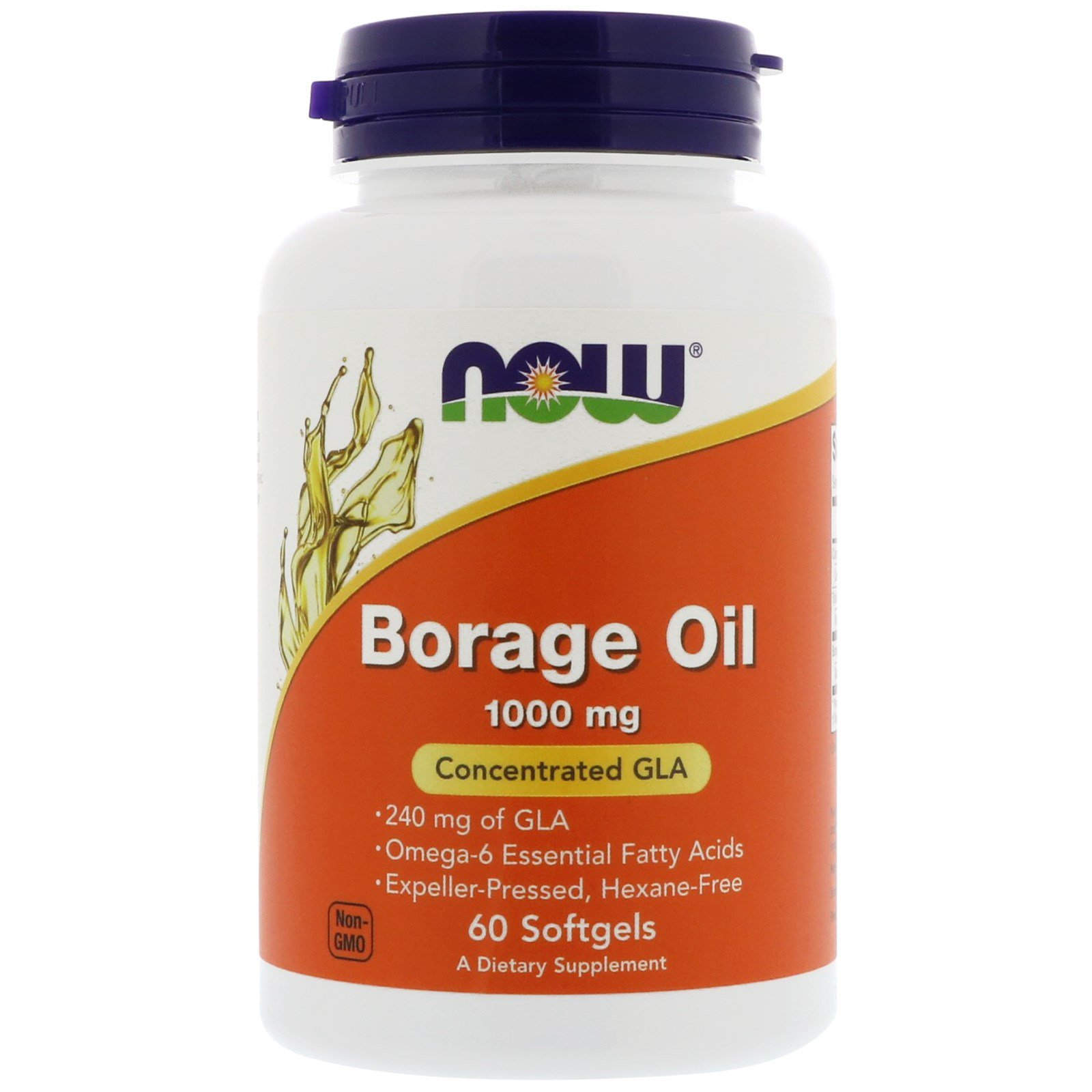 Масло огірочника Now Foods (Borage Oil) концентрація ГЛК 1000 мг, 60 гелевих капсул (NOW-01720)