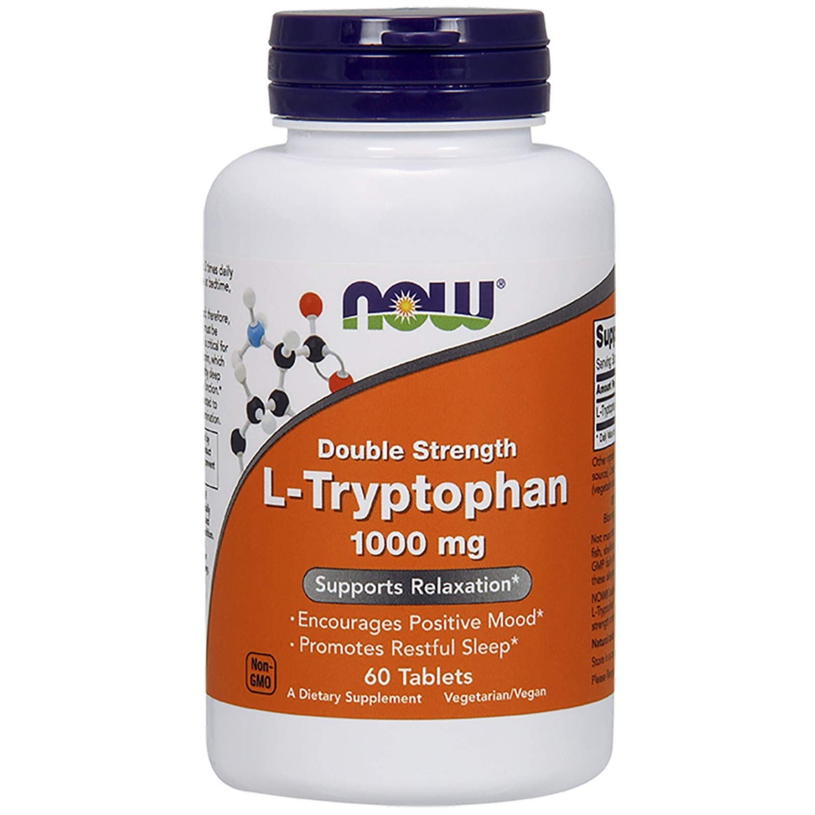 Триптофан Now Foods (L-Tryptophan) подвійна сила 1000 мг, 60 таблеток (NOW-00169)
