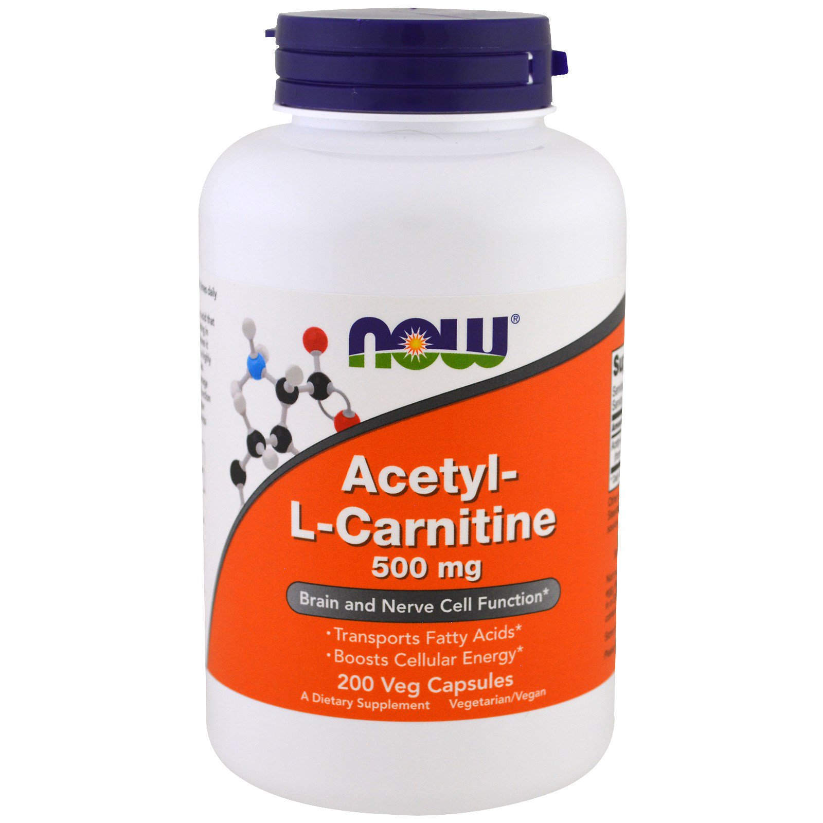 Ацетил карнітин Now Foods Acetyl-L-Carnitine 500 мг, 200 вегетаріанських капсул (NOW-00084)