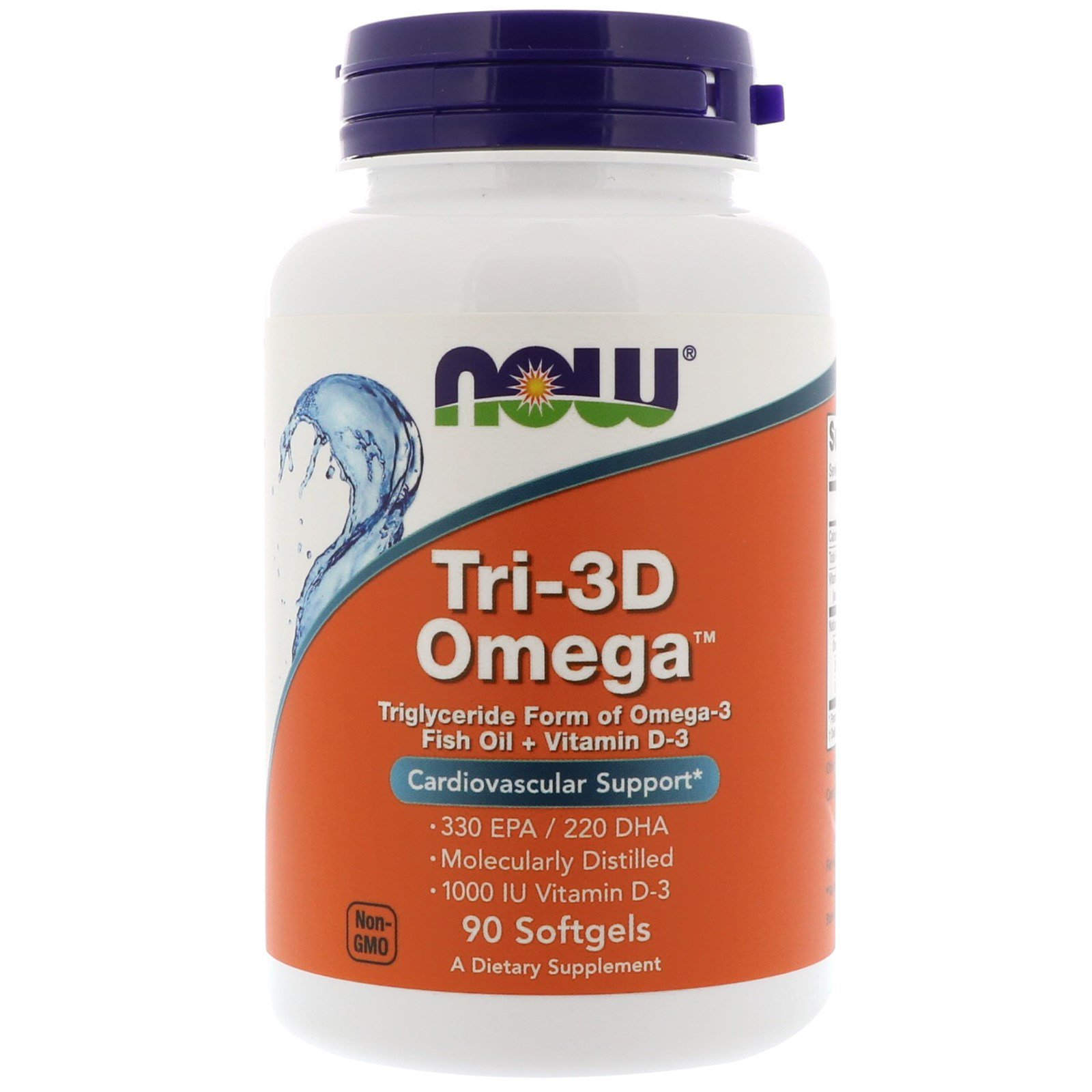 Риб'ячий жир в капсулах + Д3 Now Foods Tri-3D Omega 330 EPA/220 DHA, 90 гелевих капсул (NOW-01686)