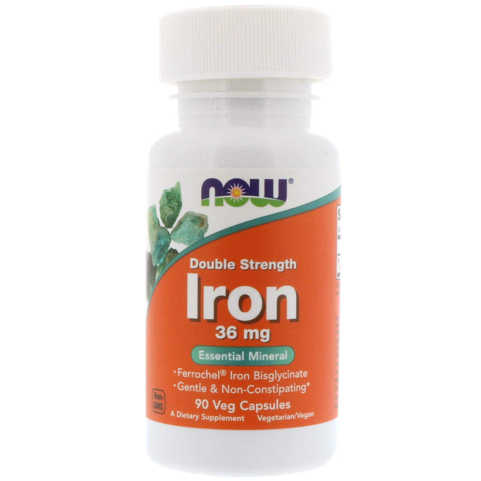 Залізо Now Foods Iron подвійна сила 36 мг, 90 вегетаріанських капсул (NOW-01444)