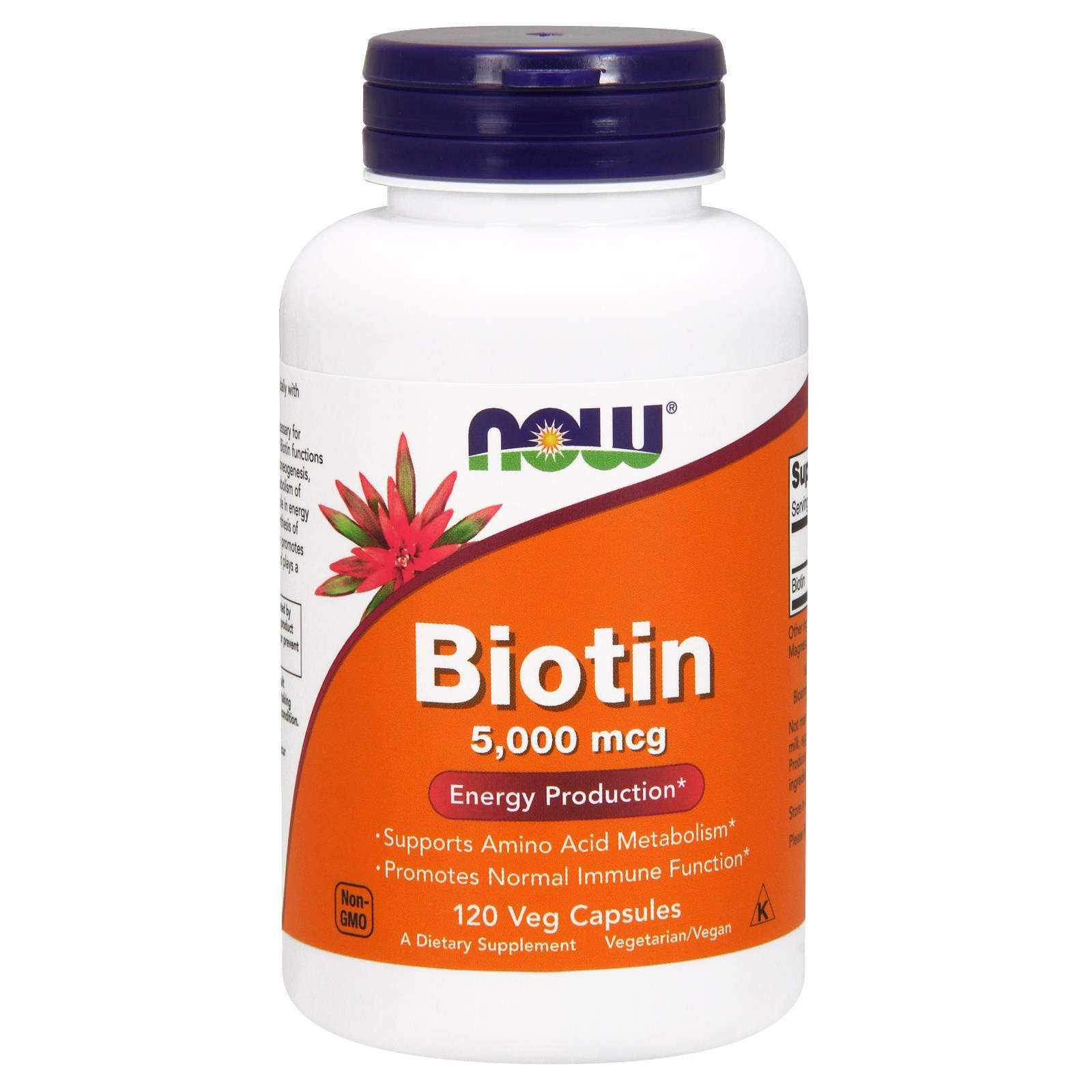 Біотин Now Foods Biotin 5000 мкг, 120 вегетаріанських капсул (NOW-00474)