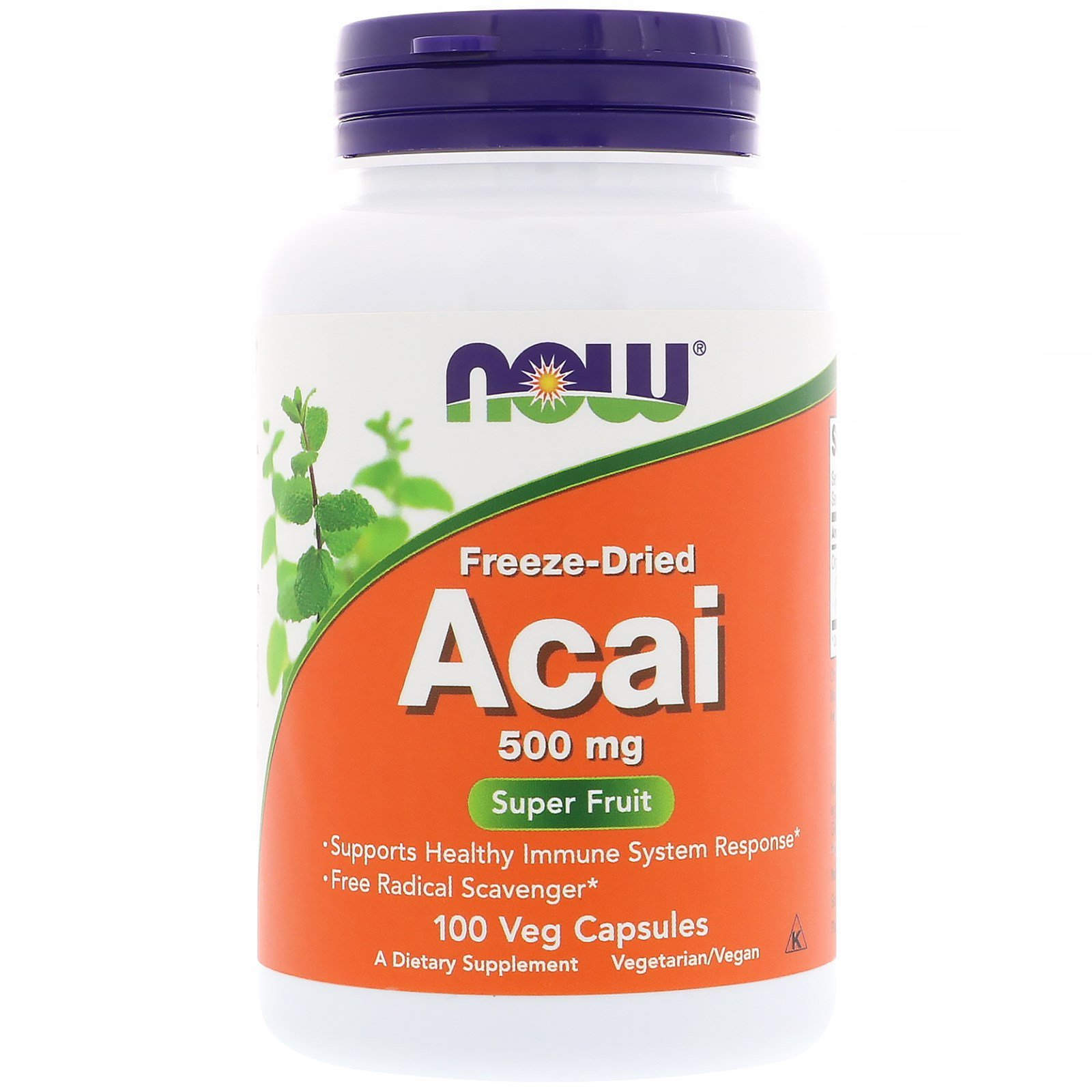 Асаї Now Foods Acai сублімовані ягоди 500 мг, 100 вегетаріанських капсул (NOW-03355)