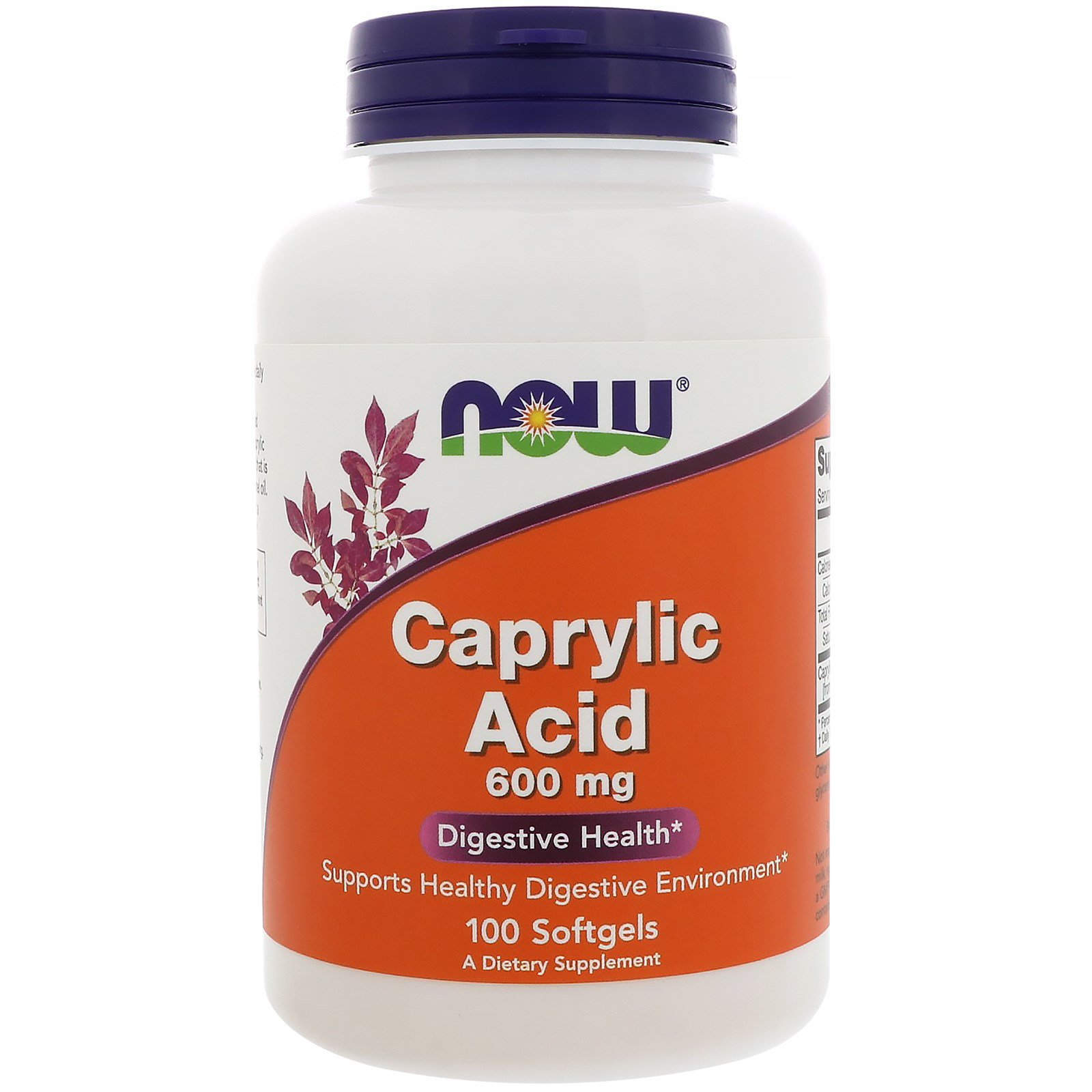 Каприлова кислота Now Foods Caprylic Acid 600 мг, 100 капсул (NOW-03347)
