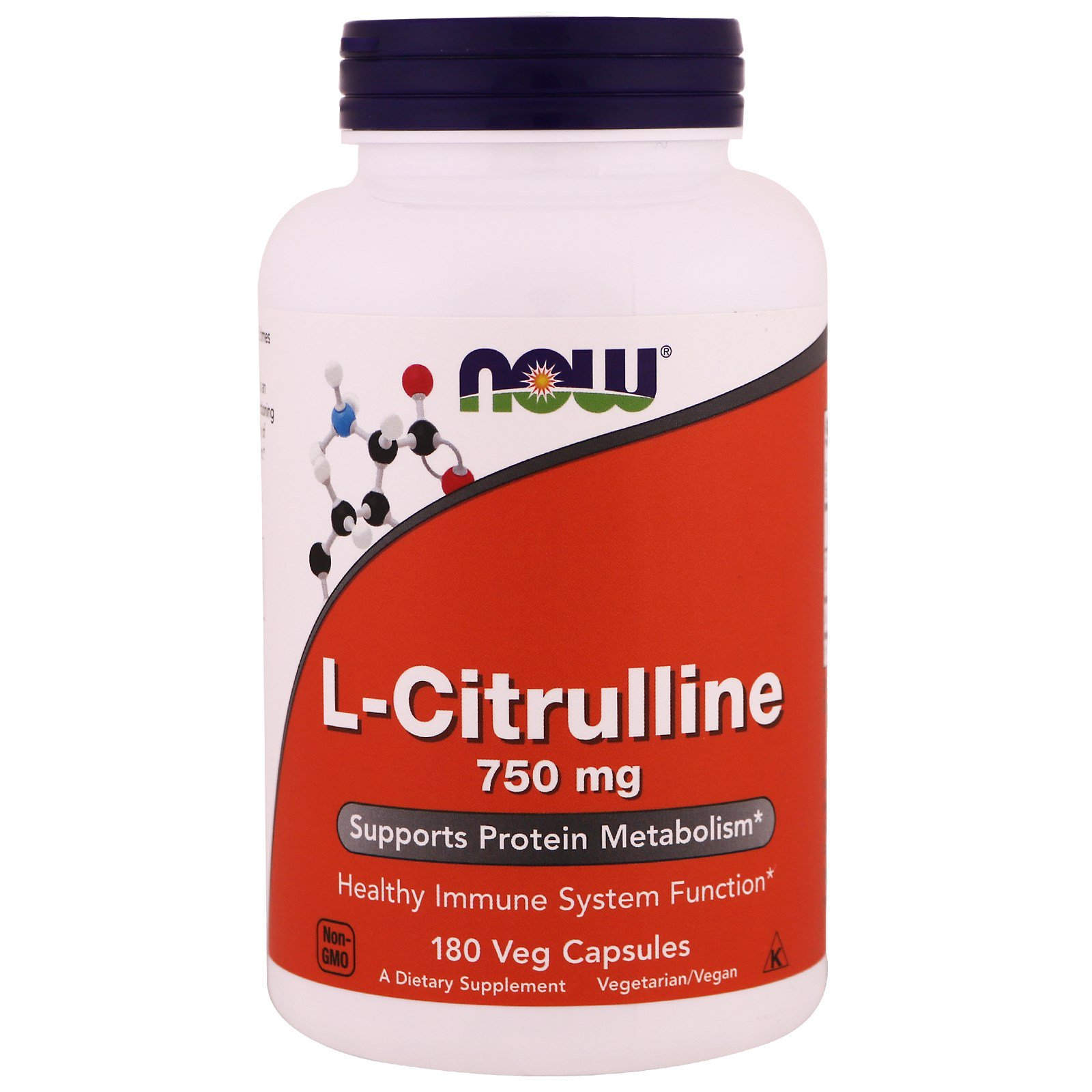 Цитрулін Now Foods L-Citrulline 750 мг, 180 вегетаріанських капсул (NOW-00103)