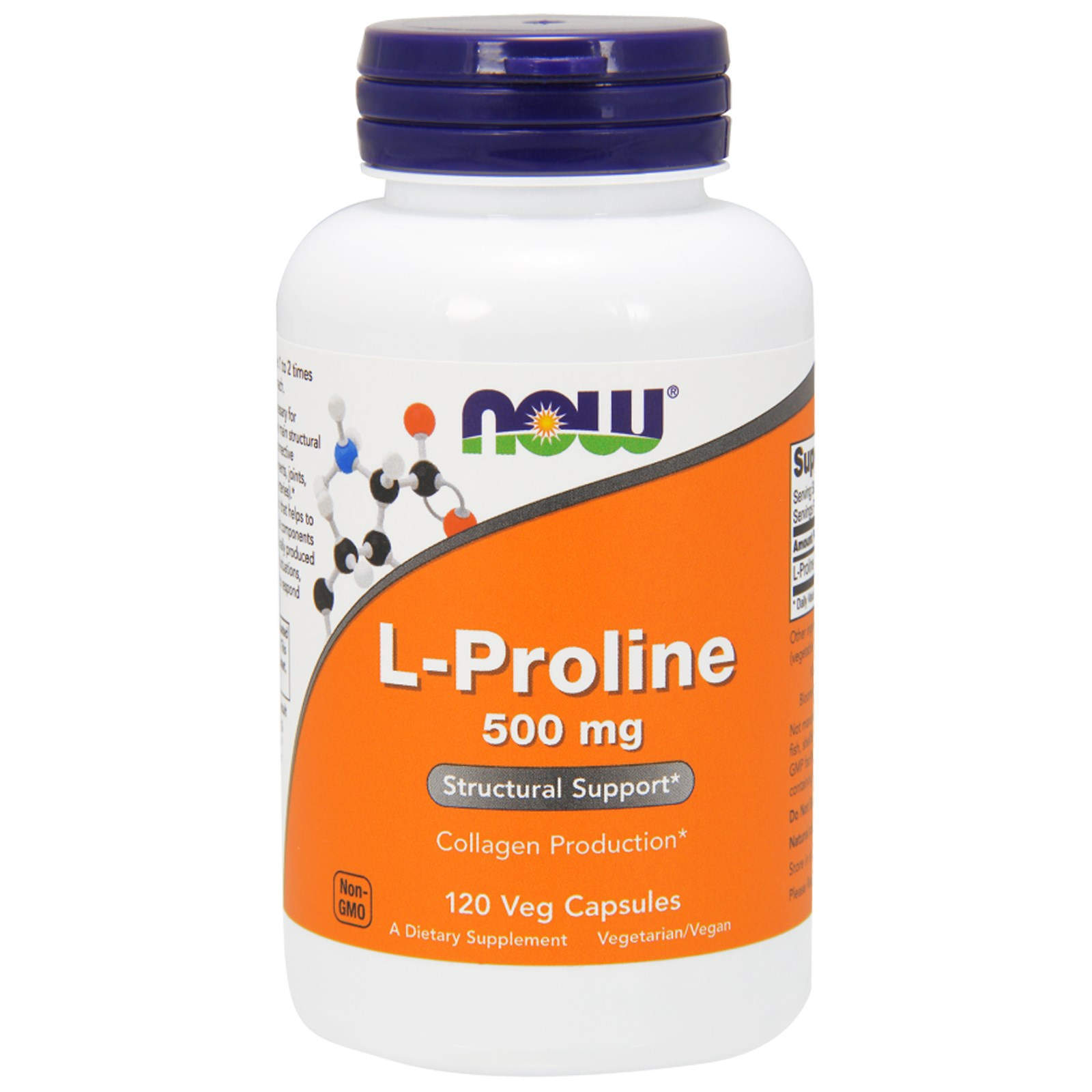 Пролін Now Foods L-Proline 500 мг, 120 вегетаріанських капсул (NOW-00133)