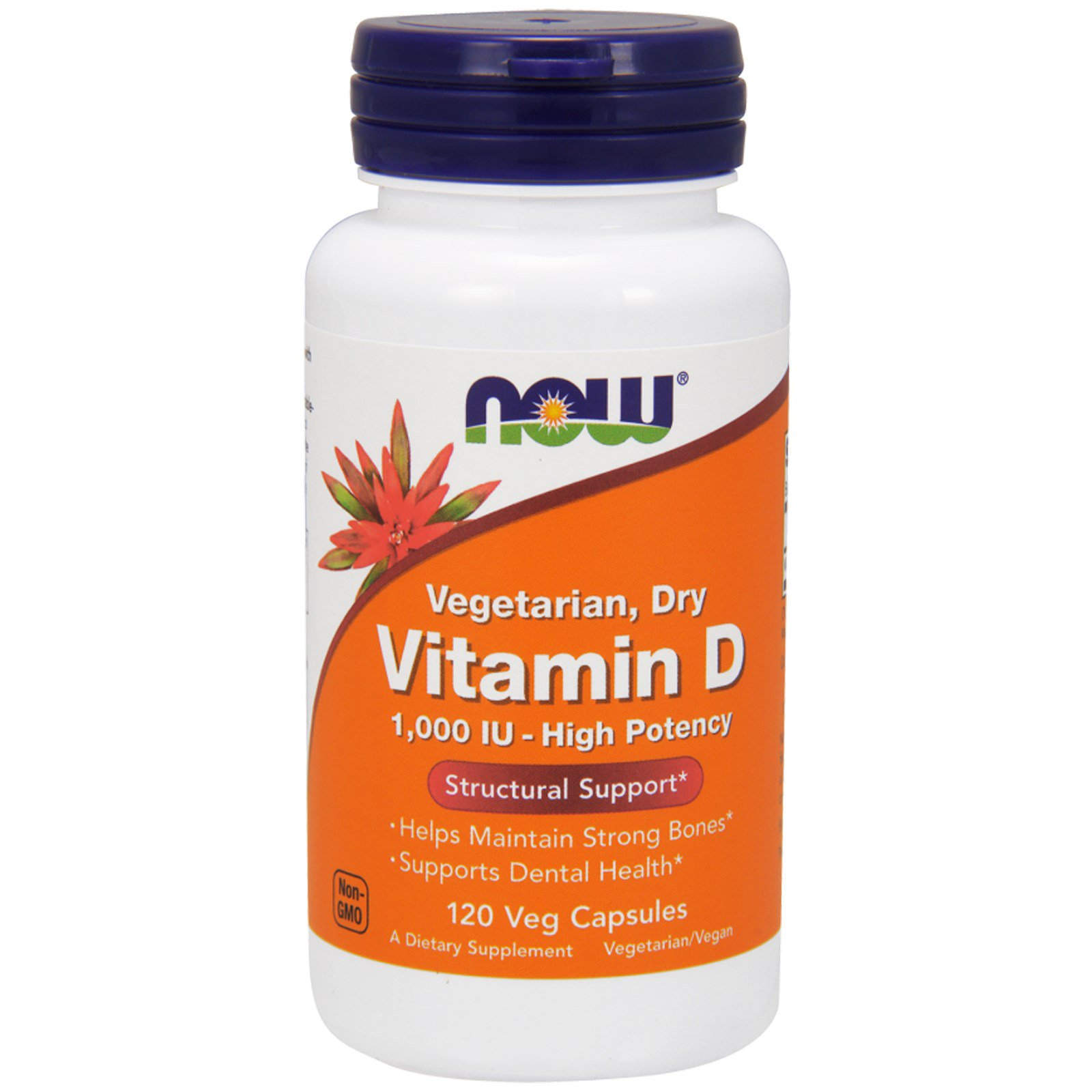 Вітамін Д2 Now Foods Vitamin D сухий 1000 МЕ (25 мкг), 120 вегетаріанських капсул (NOW-00368)