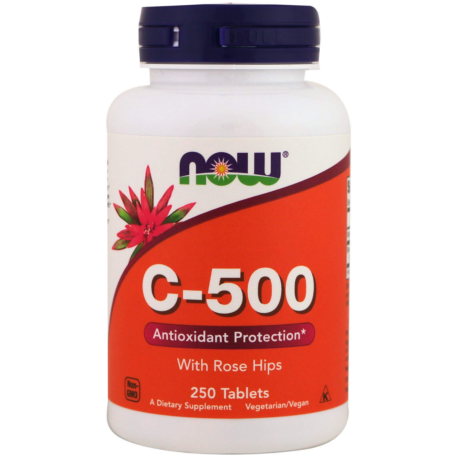 Вітамін С-500 Now Foods Vitamin C With Rose Hips з плодами шипшини, 250 таблеток (NOW-00672)