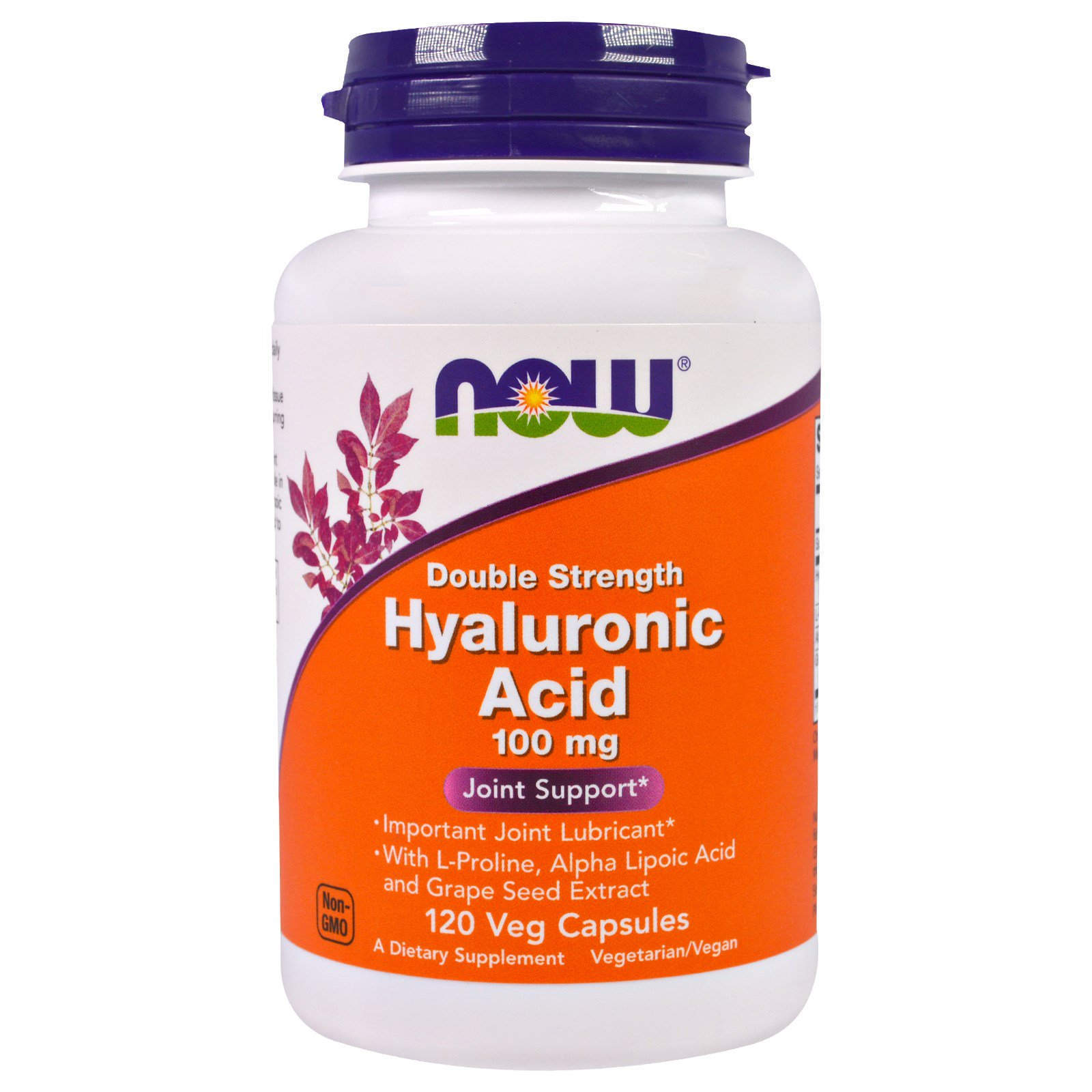 Гіалуронова кислота Now Foods Hyaluronic Acid подвійна сила 100 мг, 120 вегетаріанських капсул (NOW-03151)