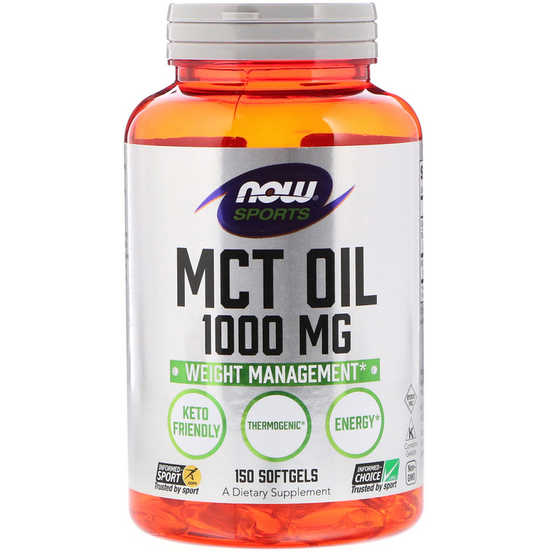 Масло МСТ Now Foods для схуднення MCT Oil Sports 1000 мг, 150 капсул (NOW-02196)