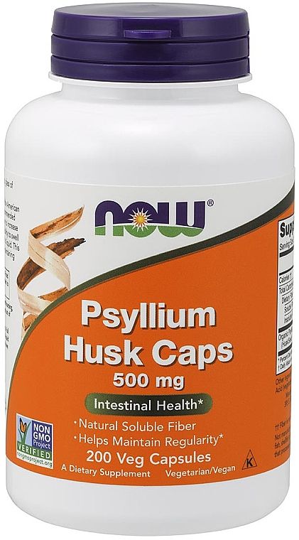 Подорожник Now Foods лушпиння із насіння псилліум Psyllium Husk 500 мг, 200 вегетаріанських капсул(NOW-05970)