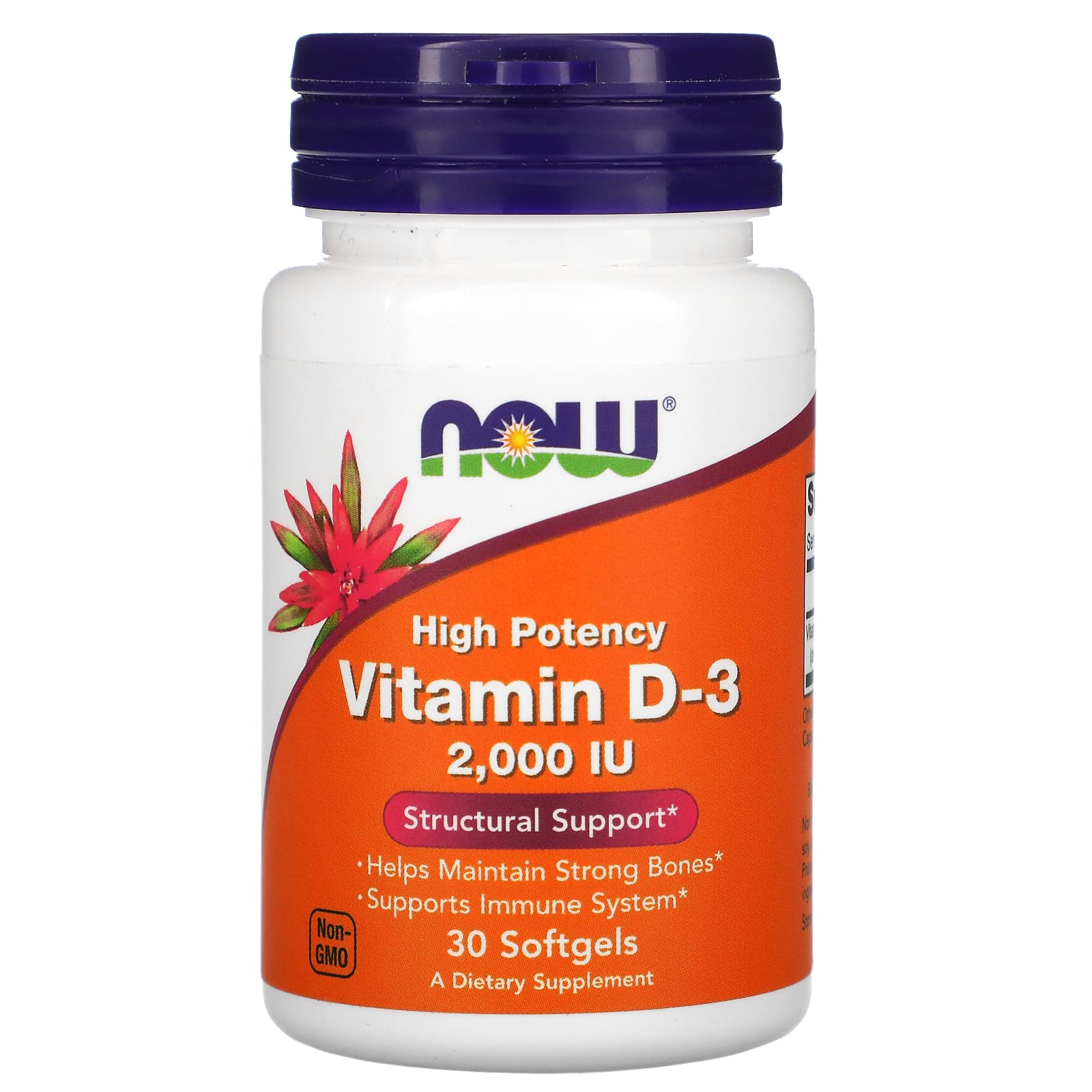 Вітамін Д-3 Now Foods Vitamin D-3 високоефективний 50 мкг (2000 МО), 30 гелевих капсул (NOW-00355)