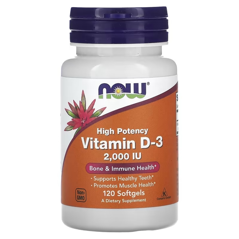 Вітамін Д-3 Now Foods Vitamin D-3 високоефективний 50 мкг (2000 МО), 120 гелевих капсул (NOW-00367)