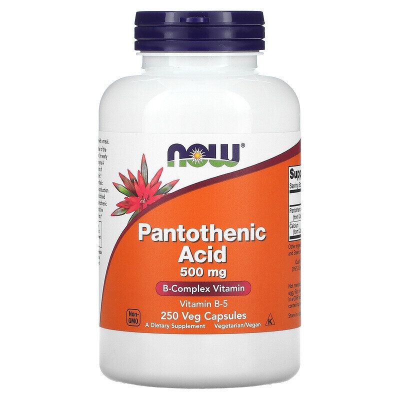 Пантотенова кислота Now Foods Pantothenic Acid 500 мг, 250 рослинних капсул (NOW-00488)
