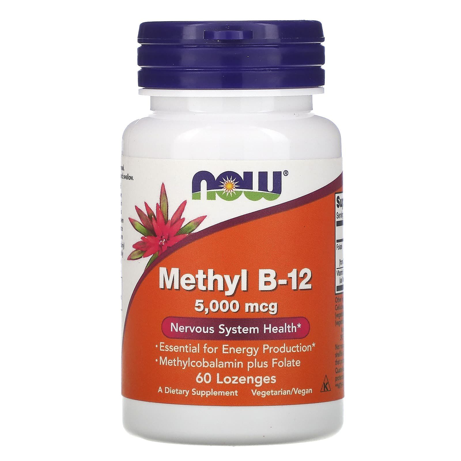 Вітамін В12 Now Foods Methyl B-12 метил 5000 мкг, 60 льодяників (NOW-00496)