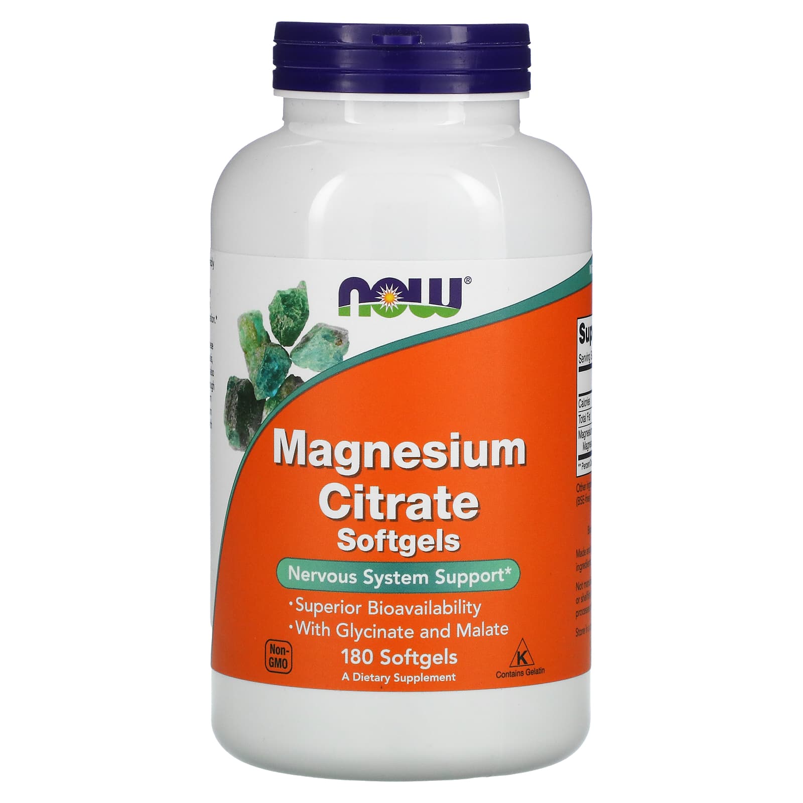 Магній цитрат Now Foods Magnesium Citrate, 180 гелевих капсул (NOW-01298)