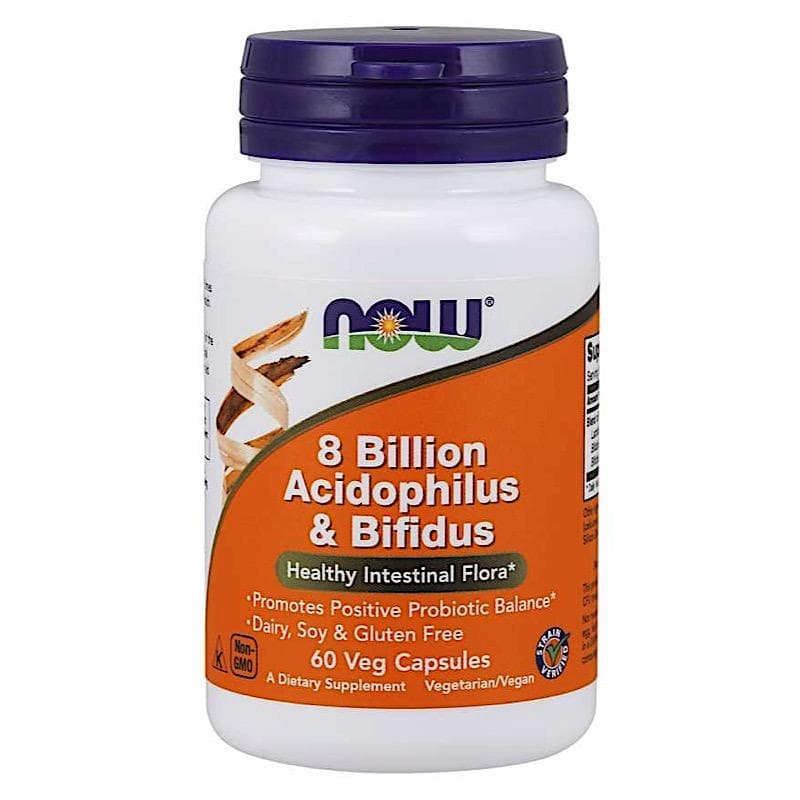 Пробіотик Now Foods Acidophilus & Bifidus 8 млрд КУО, 60 вегетаріанських капсул (NOW-02930)