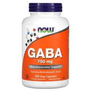 Гамма-аміномасляна кислота Now Foods ГАМК GABA 750 мг, 200 капсул (NOW-00129)