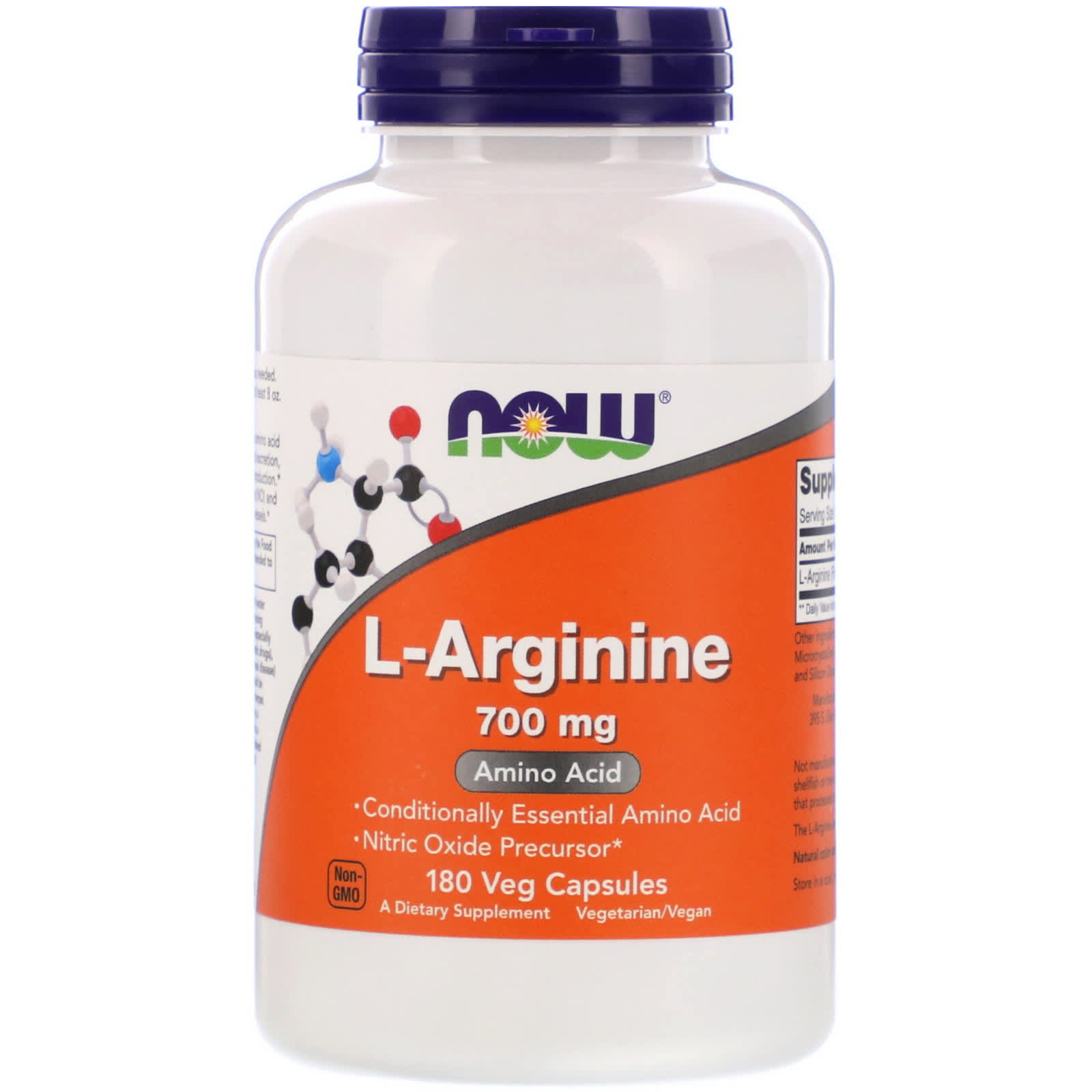 L-аргінін Now Foods L-Arginine 700 мг, 180 вегетаріанських капсул (NOW-00033)