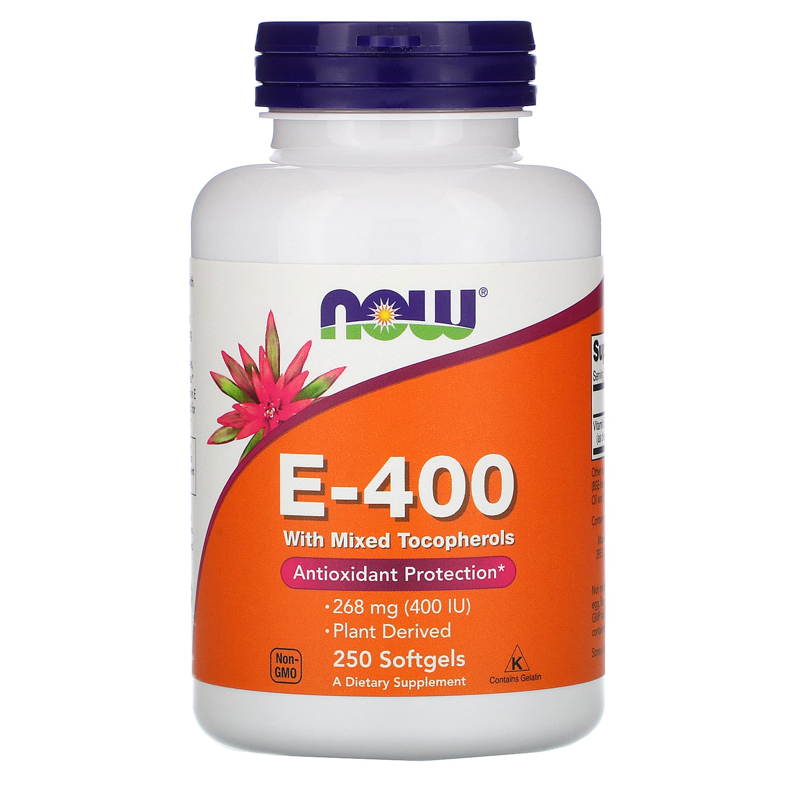 Вітамін Е Now Foods зі змішаними токоферолами E-400 268 мг (400 МО), 250 гелевих капсул (NOW-00894)