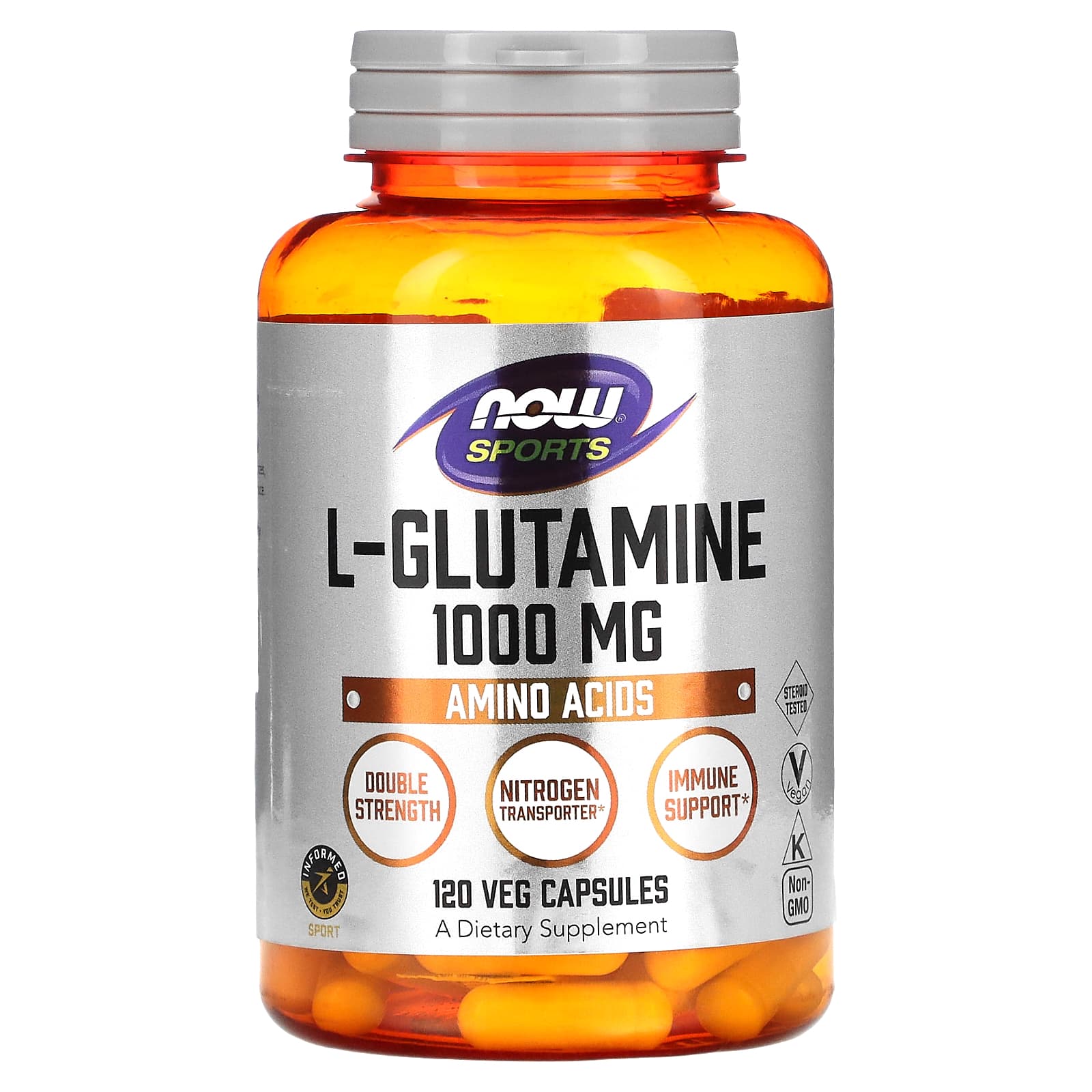L-глютамін Now Foods L-Glutamine Sports, подвійна сила 1000 мг, 120 вегетаріанських капсул (NOW-00094)