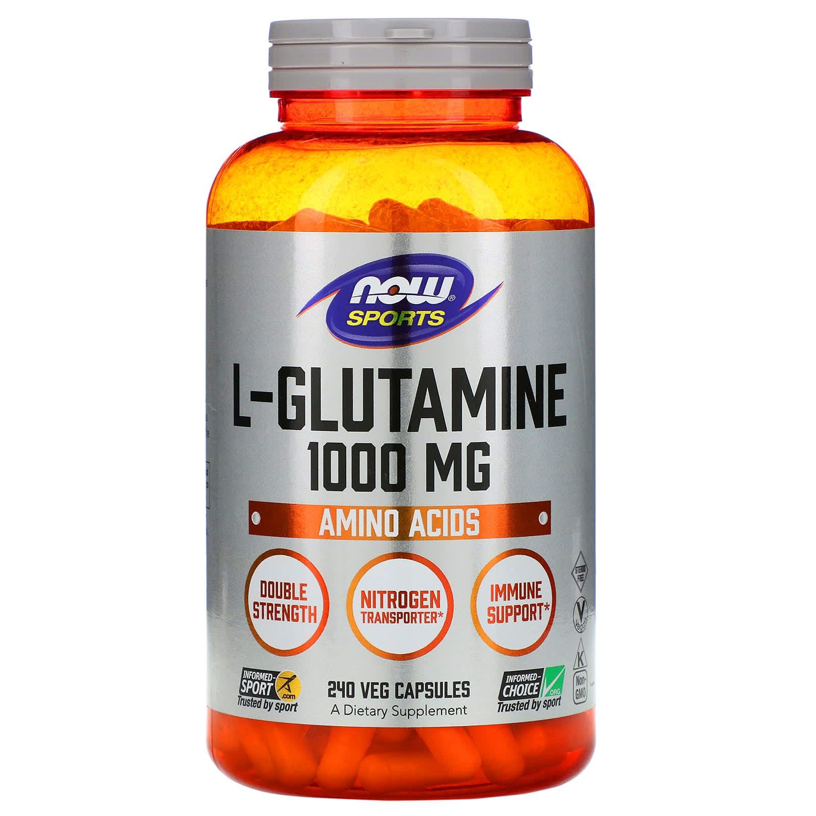 L-глютамін Now Foods L-Glutamine Sports подвійна сила 1000 мг, 240 вегетаріанських капсул (NOW-00091)