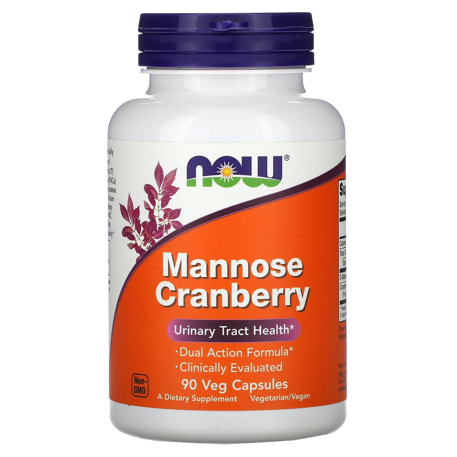 Манноза Журавлина Now Foods Mannose Cranberry, 90 вегетаріанських капсул (NOW-02814)
