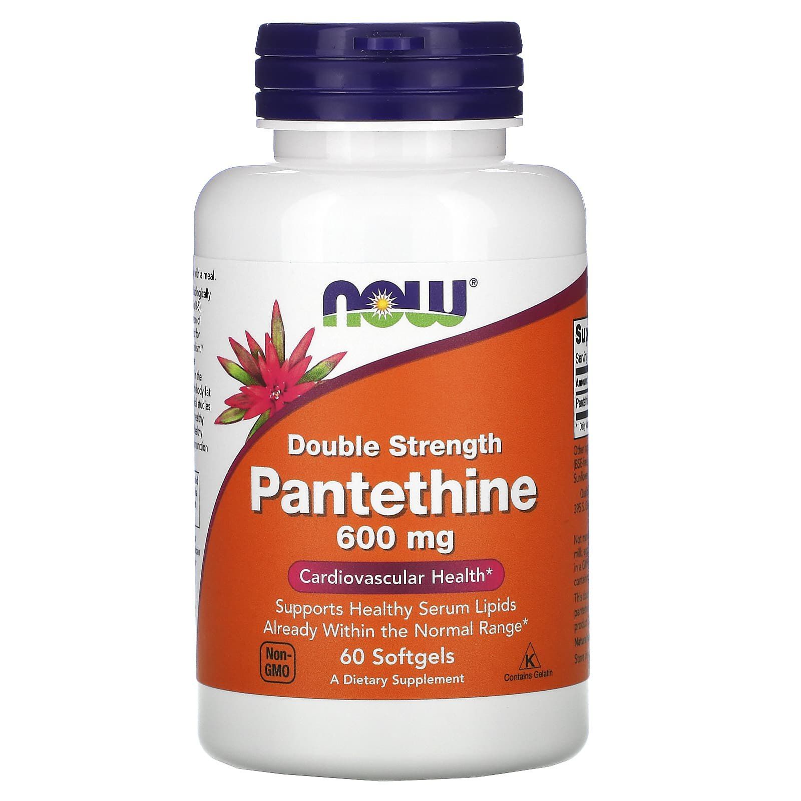 Пантетин Now Foods Pantethine подвійна сила 600 мг, 60 гелевих капсул (NOW-00489)