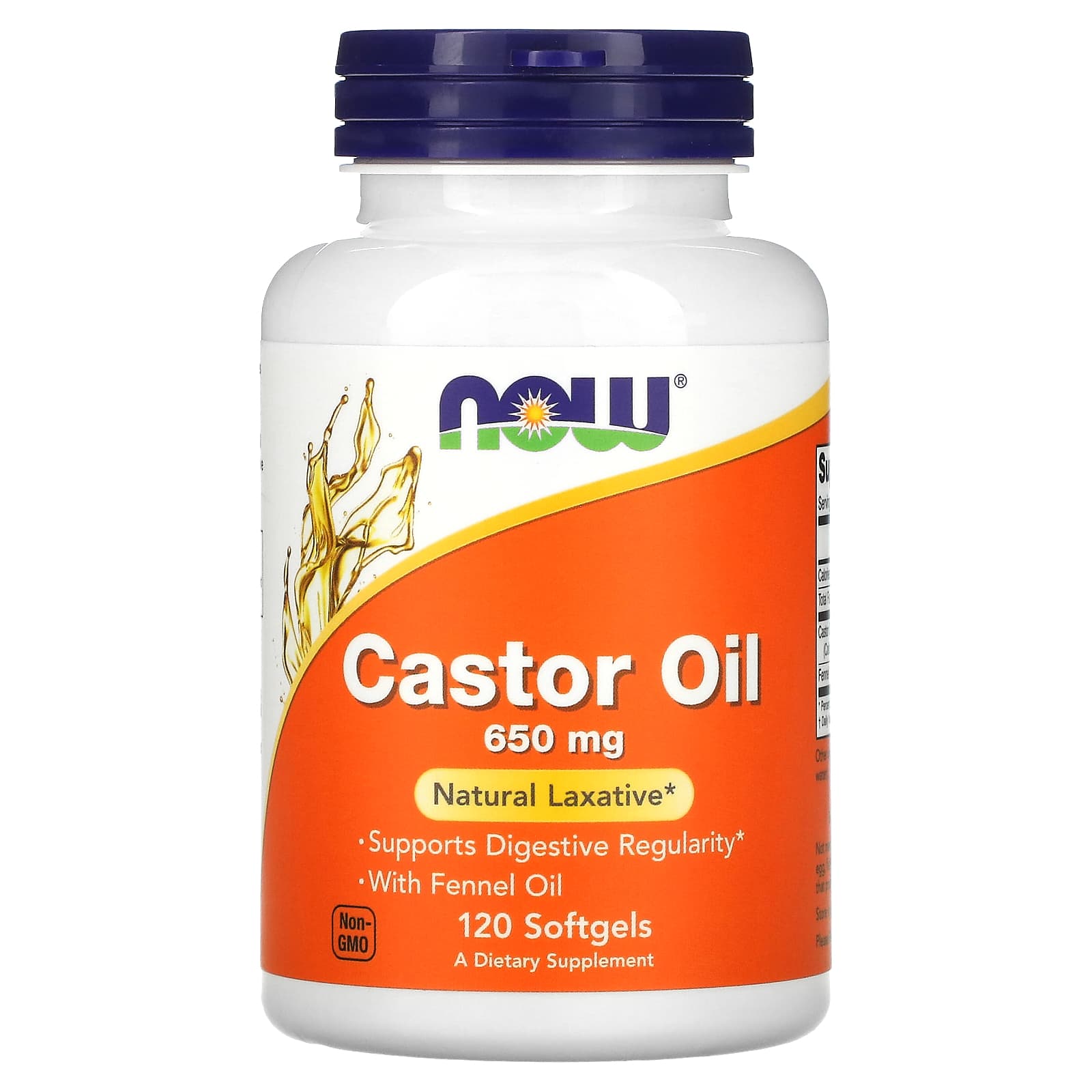 Касторове масло Now Foods Castor Oil 650 мг, 120 гелевих капсул (NOW-01723)