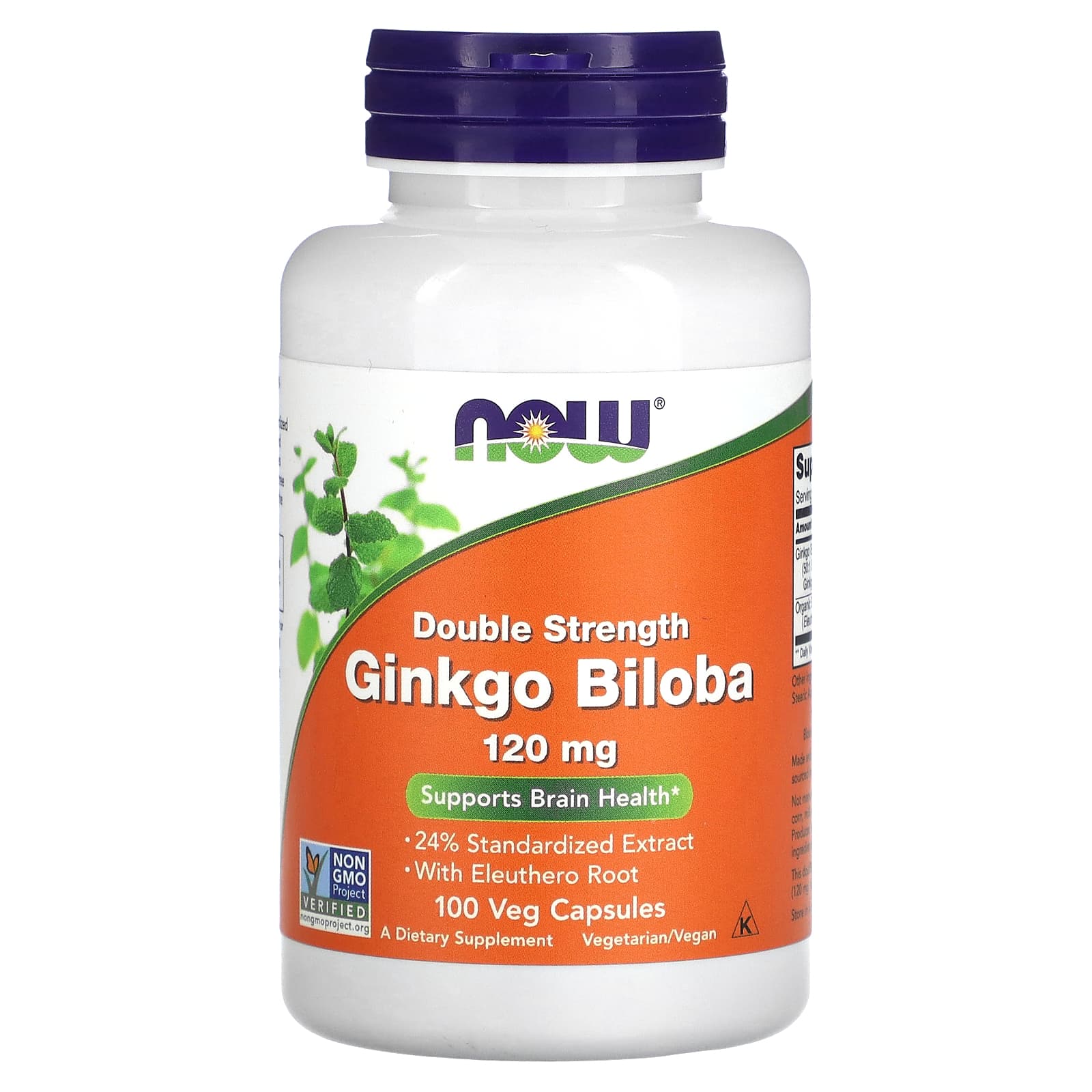 Гінкго білоба Now Foods Ginkgo Biloba подвійна сила 120 мг, 100 вегетаріанських капсул (NOW-04683)