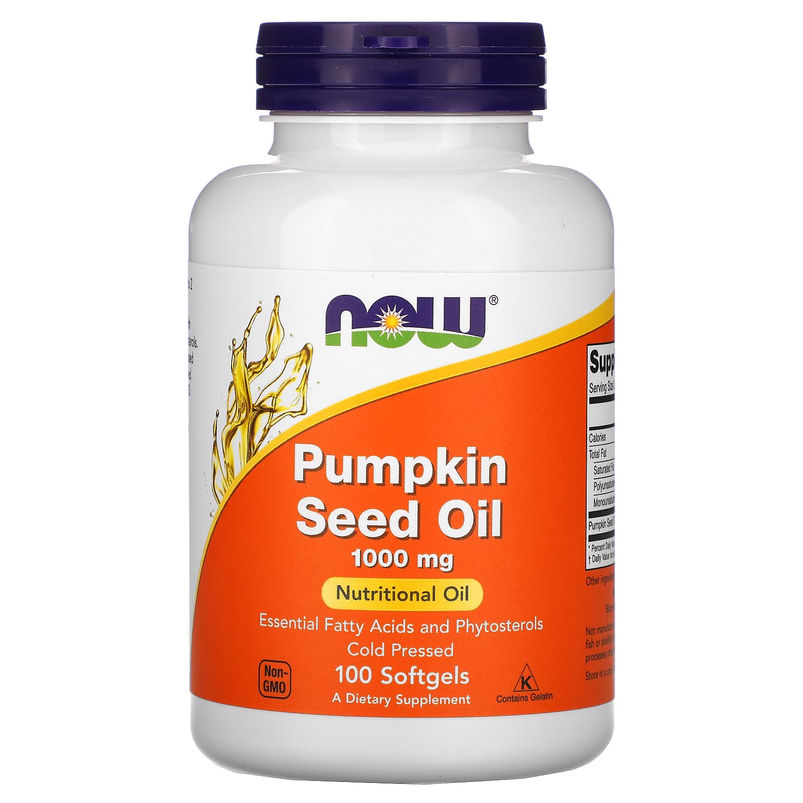 Гарбузова олія Now Foods Pumpkin Seed Oil 1000 мг, 100 гелевих капсул (NOW-01840)